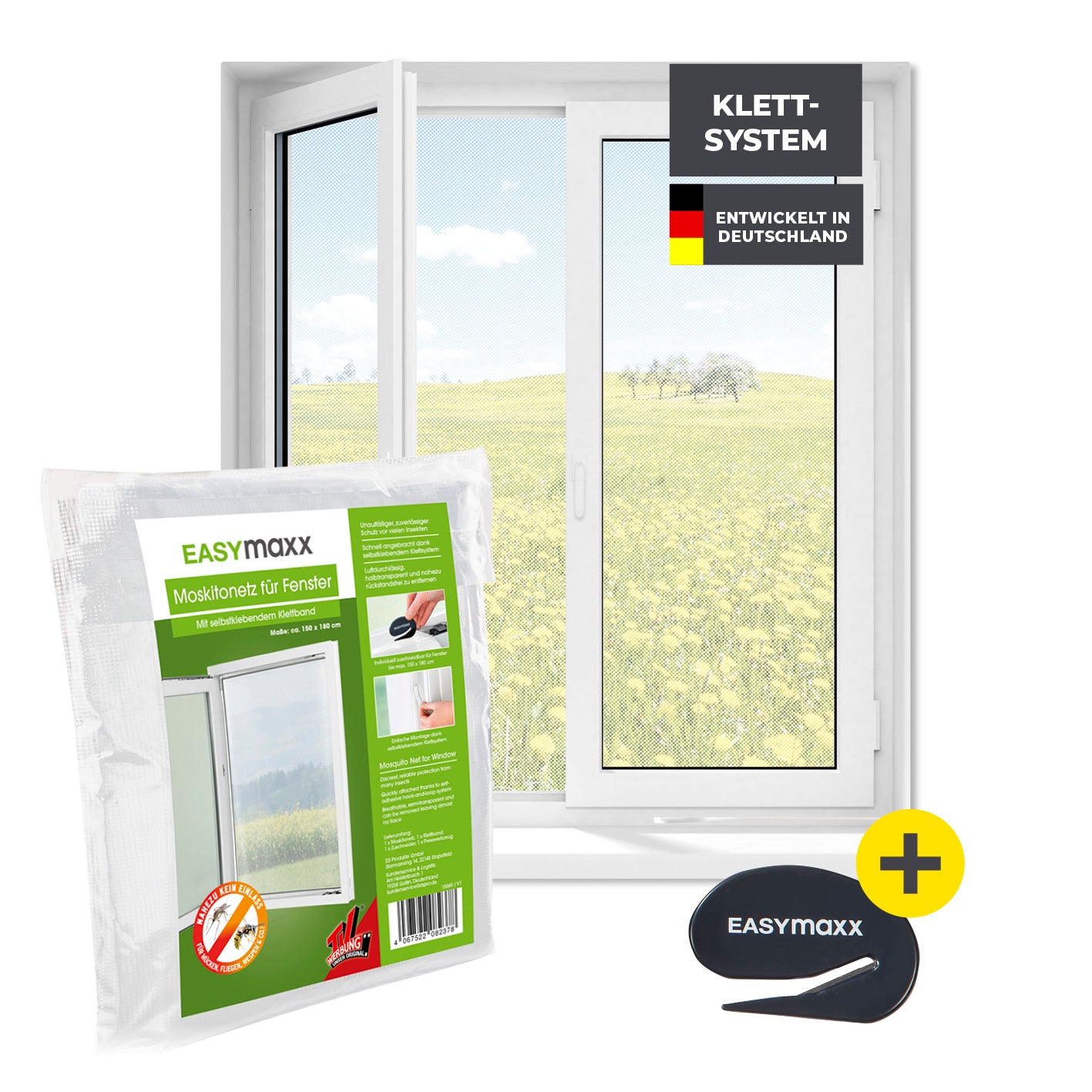 Moskitonetz für Fenster mit selbstklebendem Klettband - 150 x 180 cm - Weiß