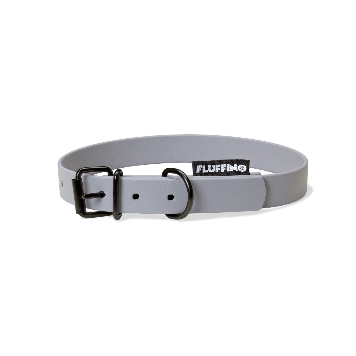 Hundehalsband aus BioThane - 5-Fach verstellbare - Größe S - Halsumfang 27 - 34 cm - Grau