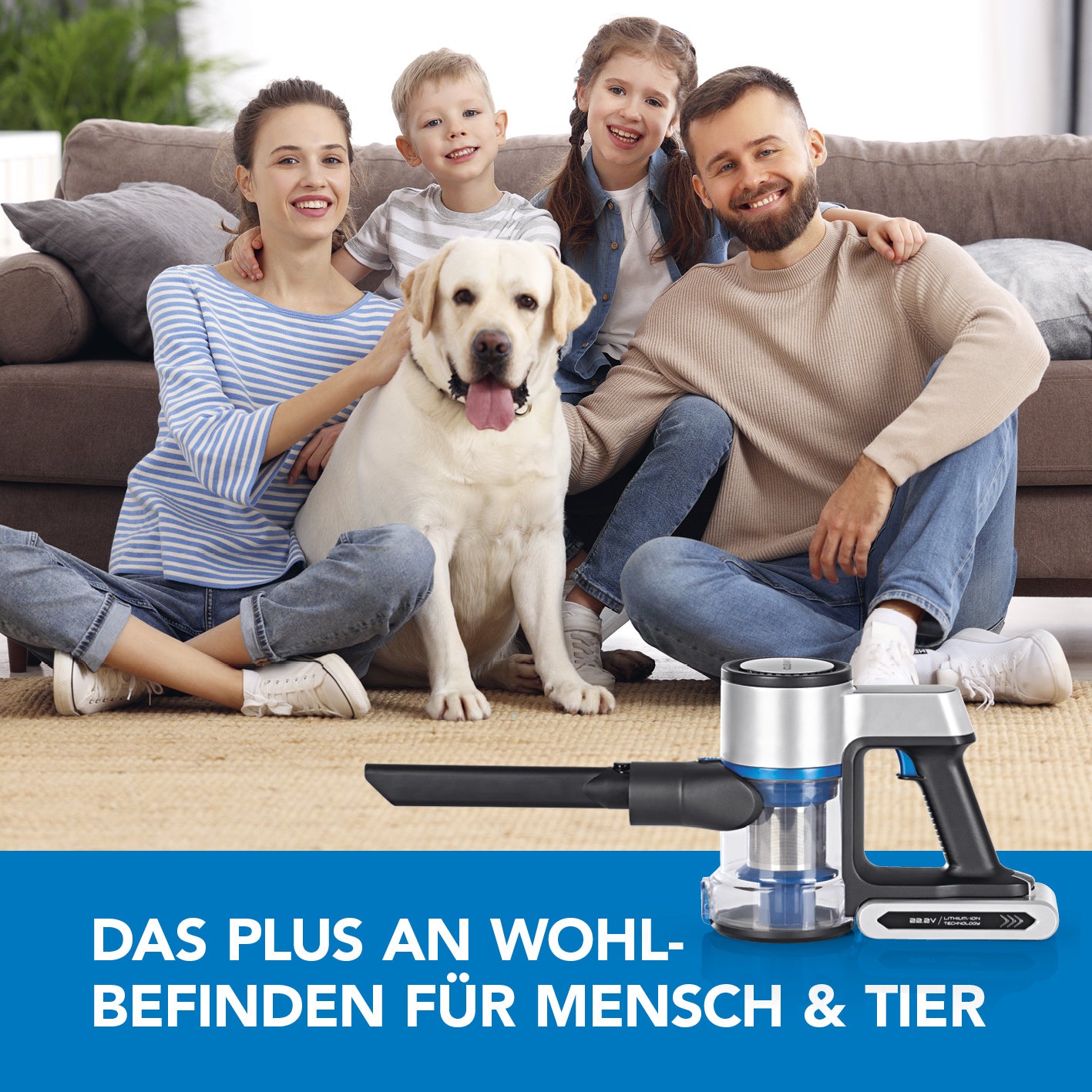 Akku-Zyklon-Staubsauger Digital-Display - anthrazit/silber/blau
