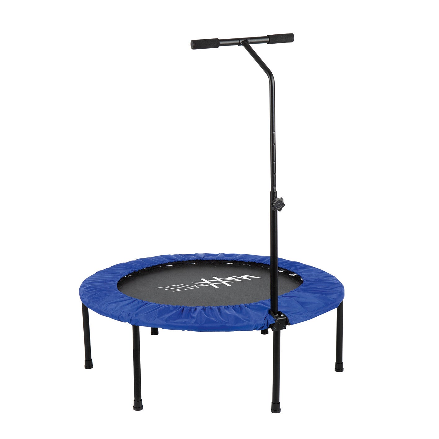 Fitness Trampolin - Mit höhenverstellbarer Haltestange - blau/schwarz