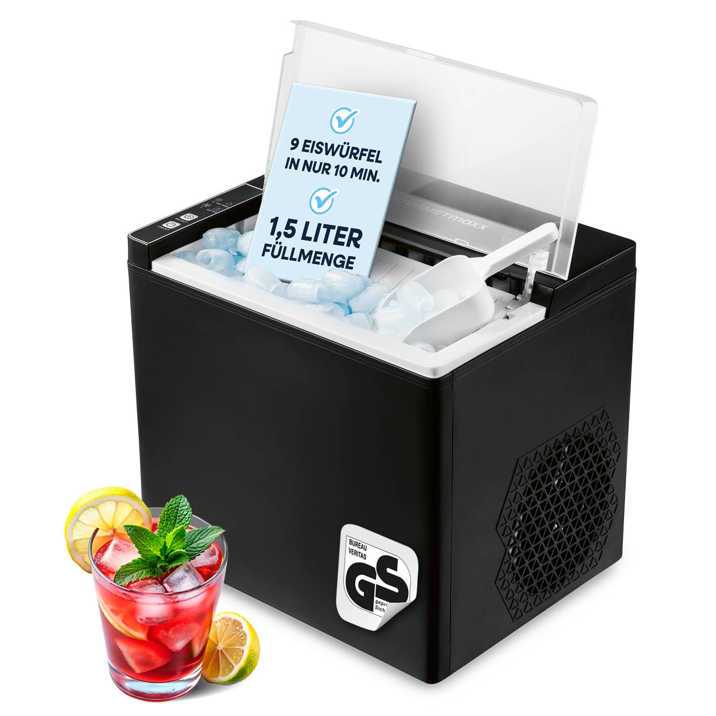 Eiswürfelmaschine inkl. Auffangbehälter & Eisschaufel