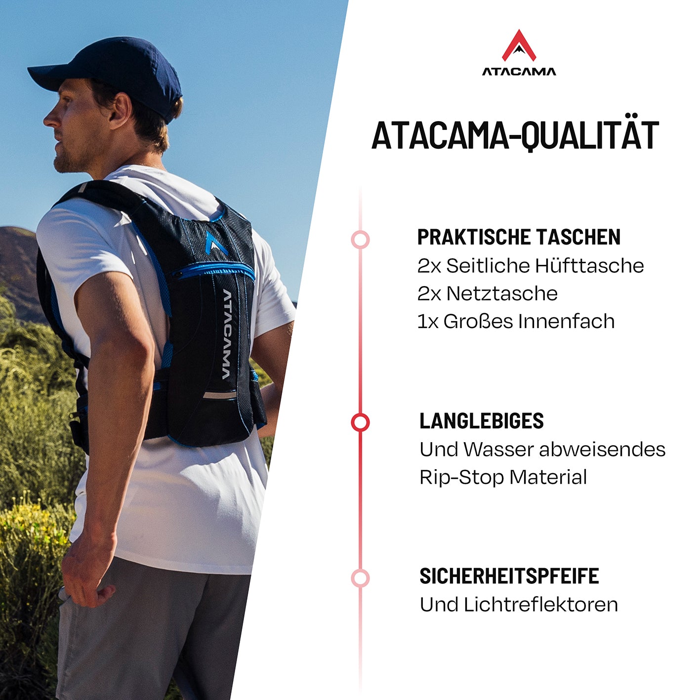 Trinkrucksack für 2 L Trinkblase - Blau