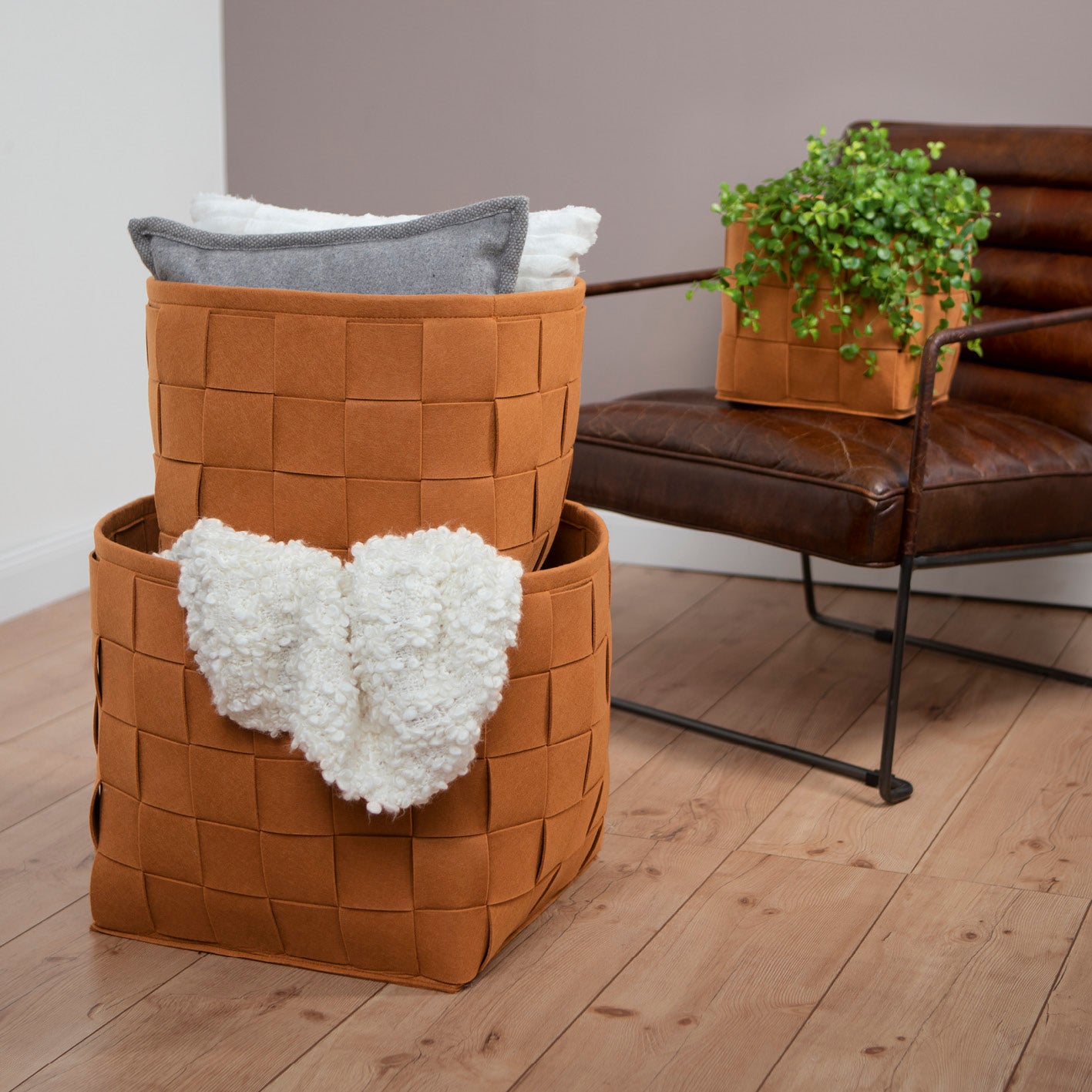 Filz-Aufbewahrungskorb S - 24 x 24 x 24 cm - Rost