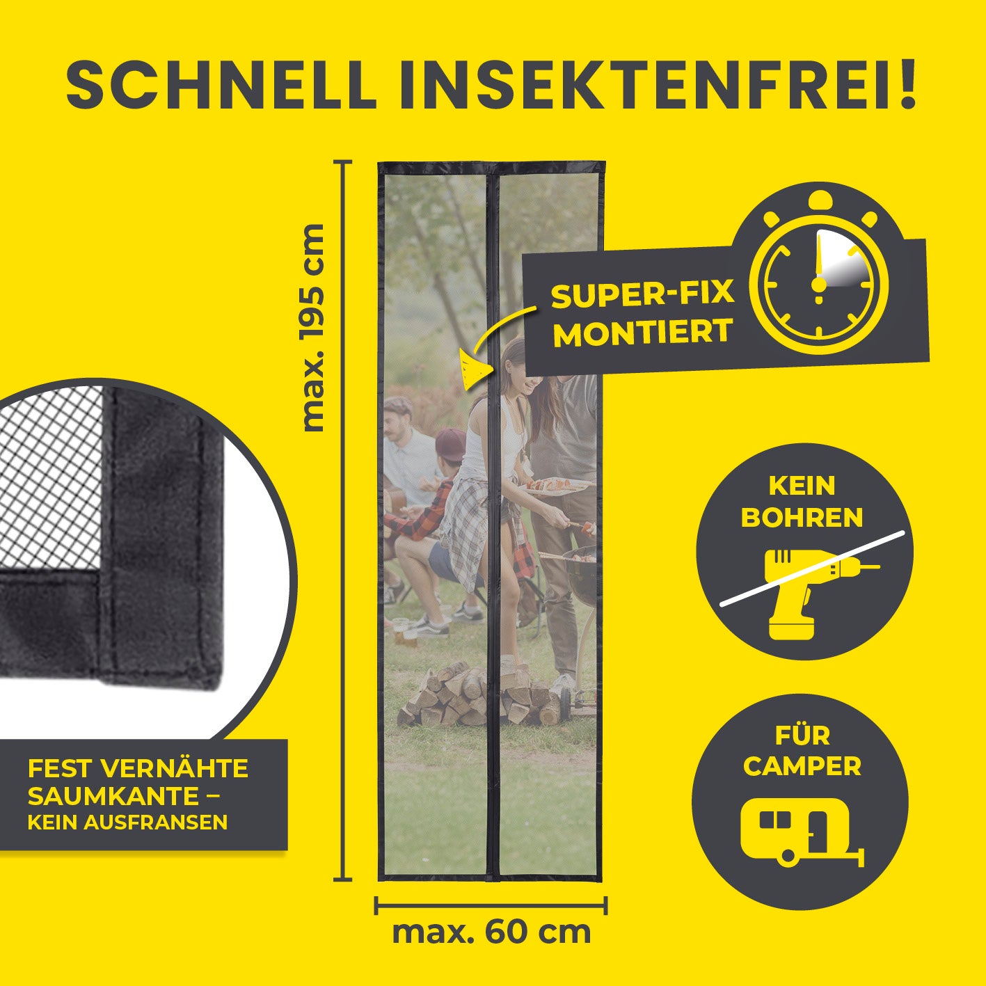 Insektenschutzvorhang für Wohnwagen - 60 x 195 cm