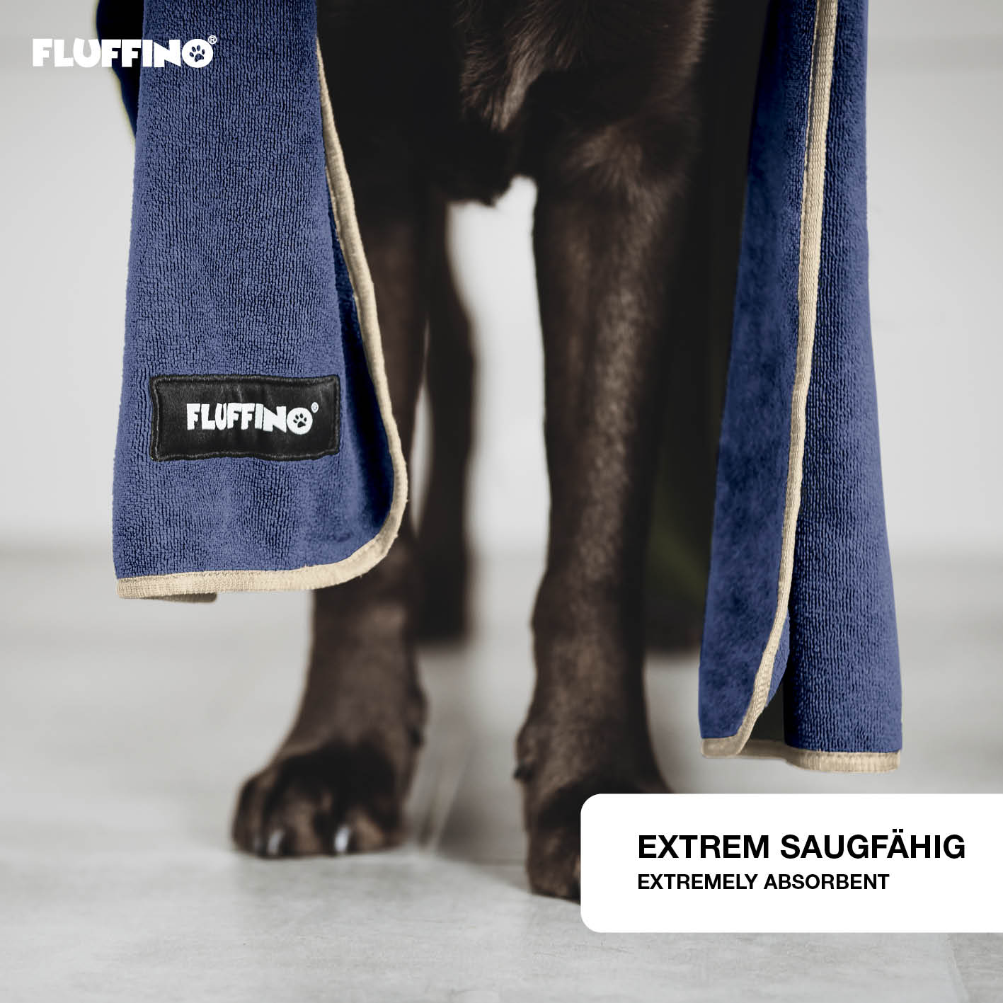 Hundehandtuch Mikrofaser – 2er-Pack - 90 x 50 cm - Beige & Blau