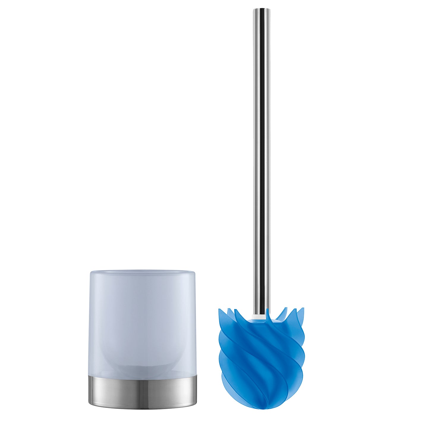 WC-Bürste Silikonkopf Edelstahl/blau mit Bürstenhalter