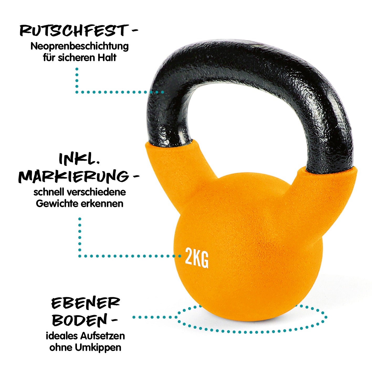 Kettlebell - Kugelhantel aus Gusseisen - 2 kg