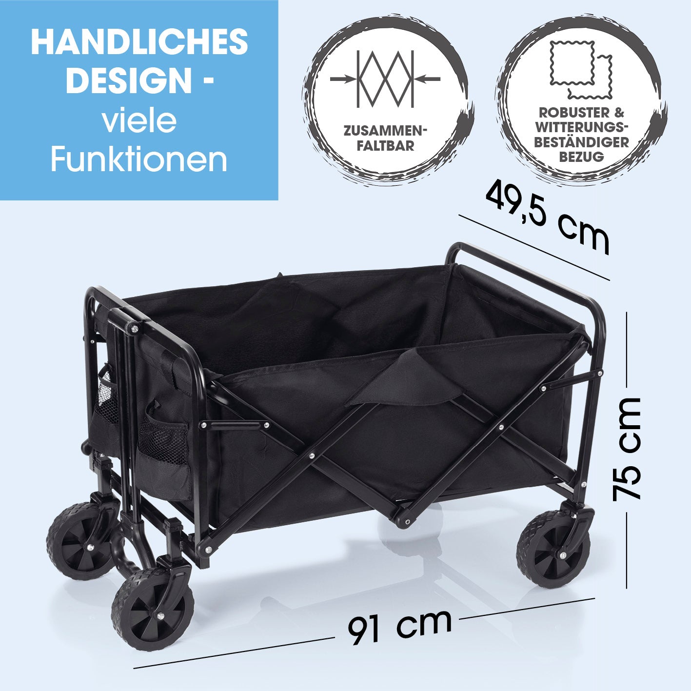 Bollerwagen mit kleinen Rädern - faltbar