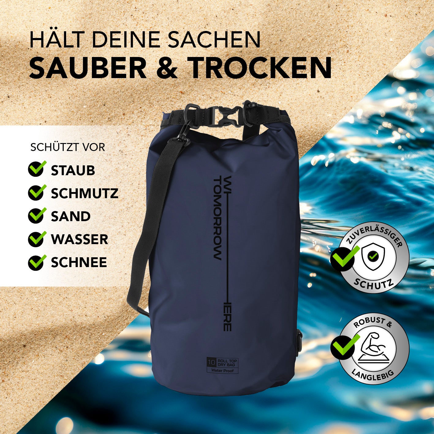 Dry Bag 10L - Style 02 - Dunkelblau