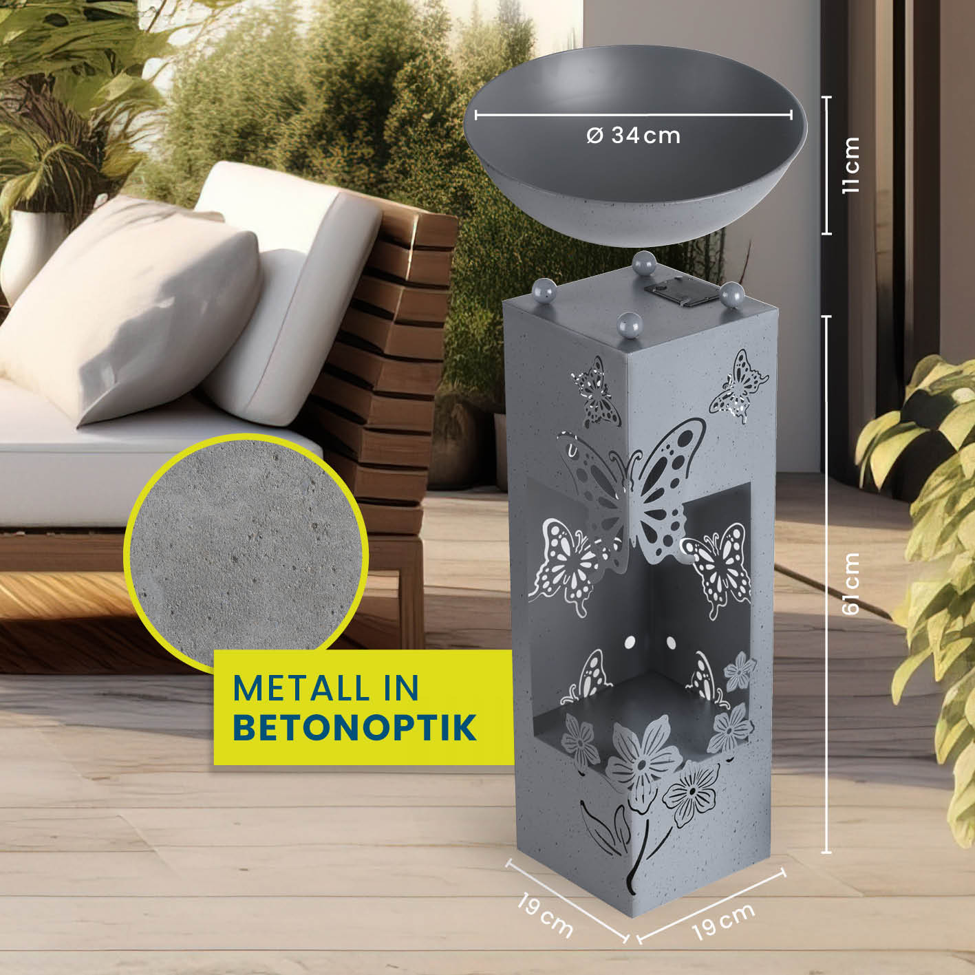 LED Pflanzsäule in 3D Beton-Optik
