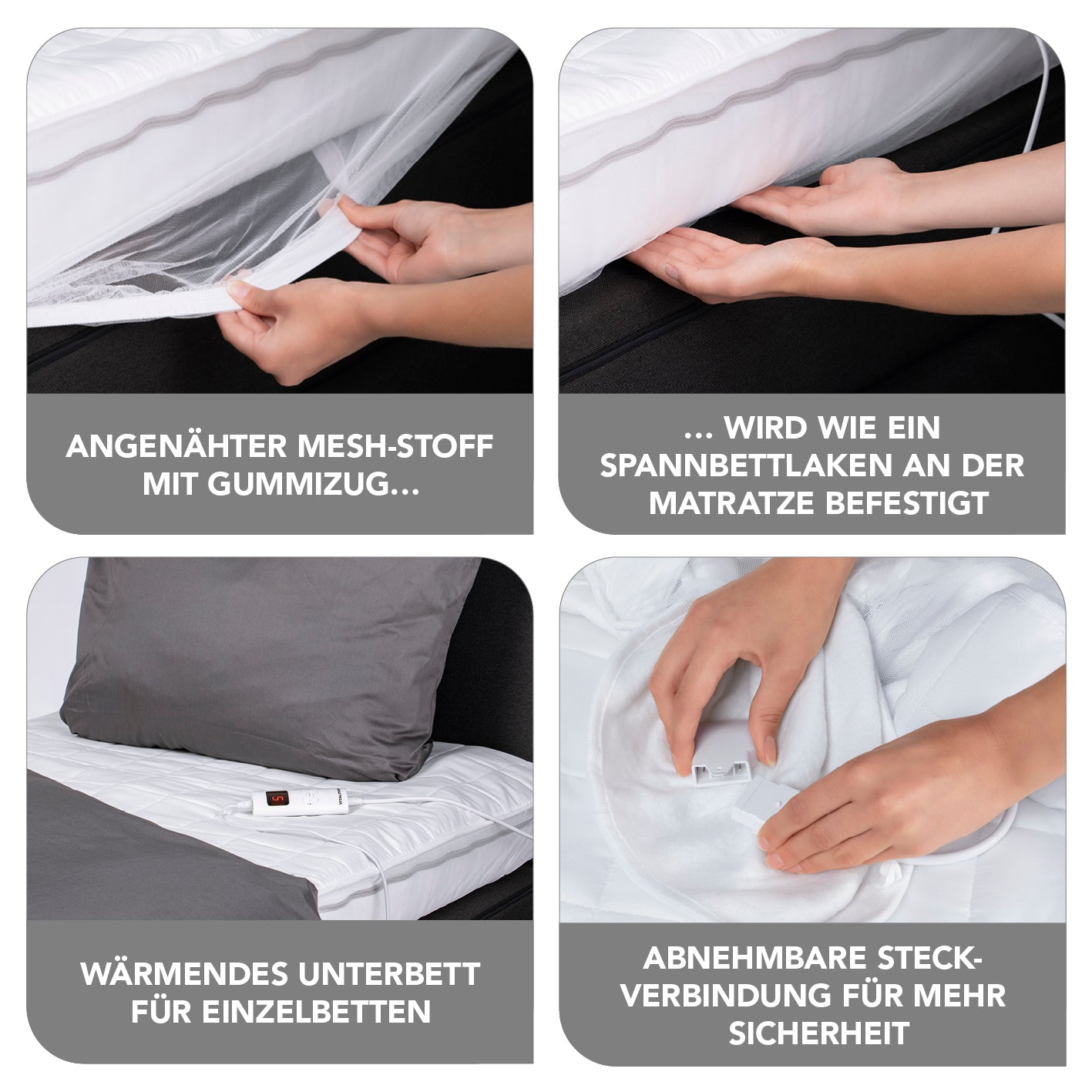 Wärmeunterbett - 9 Wärmestufen - 200x95x30cm - weiß