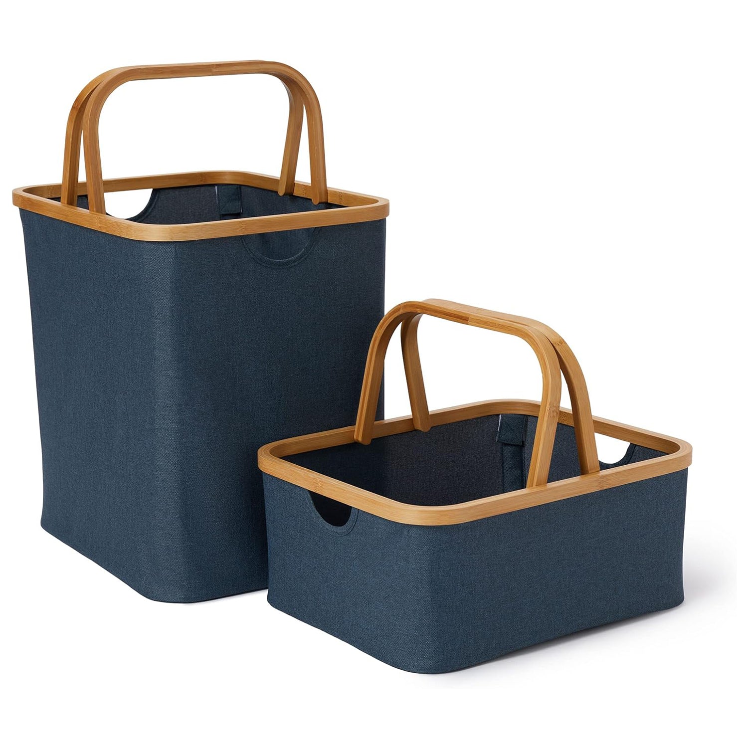 Bambus-Rahmen-Aufbewahrungskorb - 2er-Set - Blau