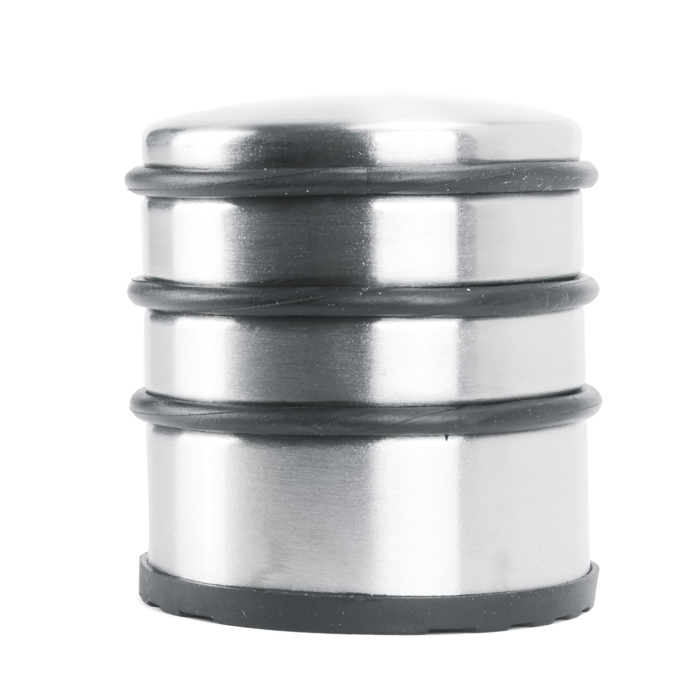 Edelstahl Türstopper Chrom-Design hoch 8 Stück mit drei Gummiringen, schwere Ausführung, rutschfeste Gummifläche für alle Böden.