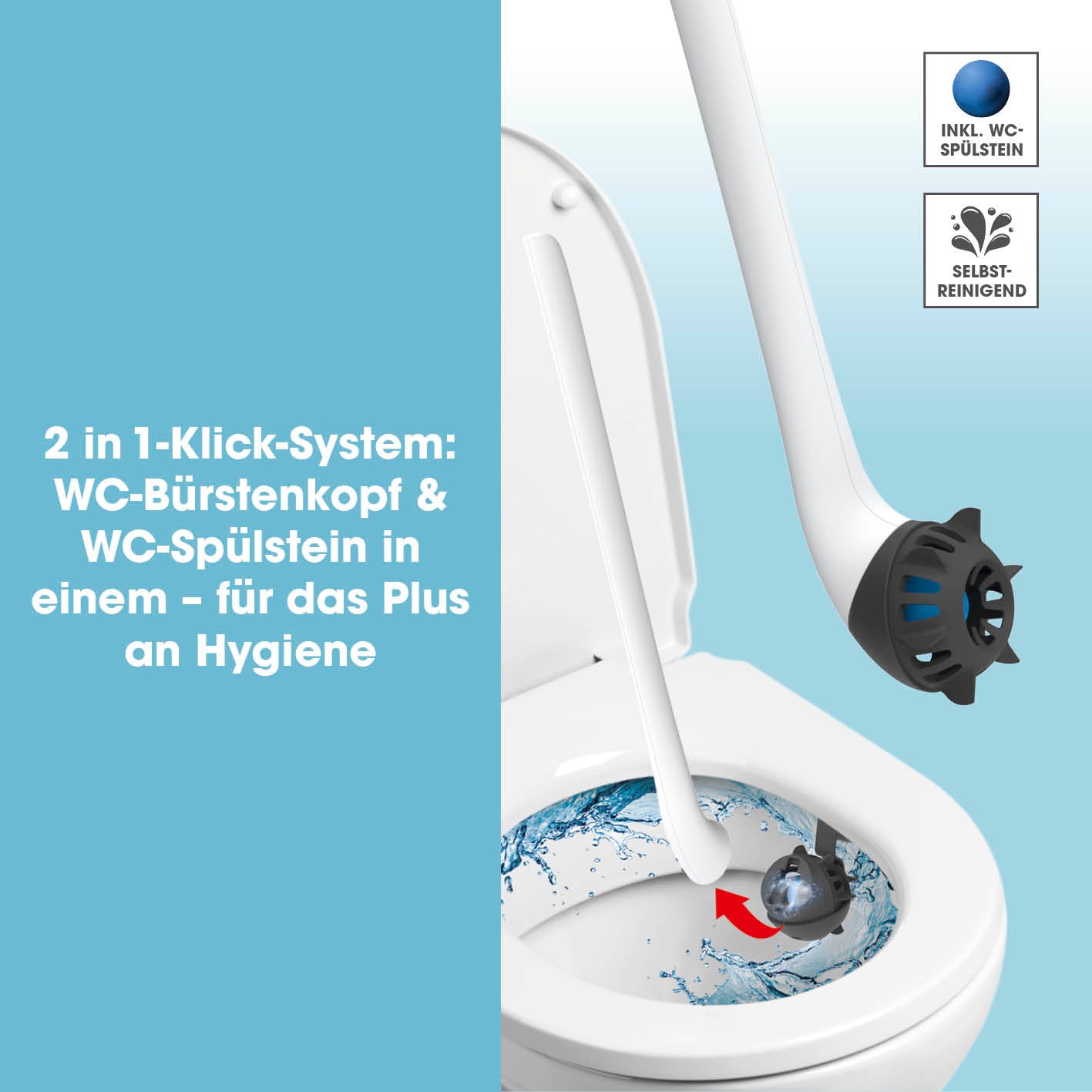WC-Bürste - 2 in 1-Klick-System - weiß/schwarz
