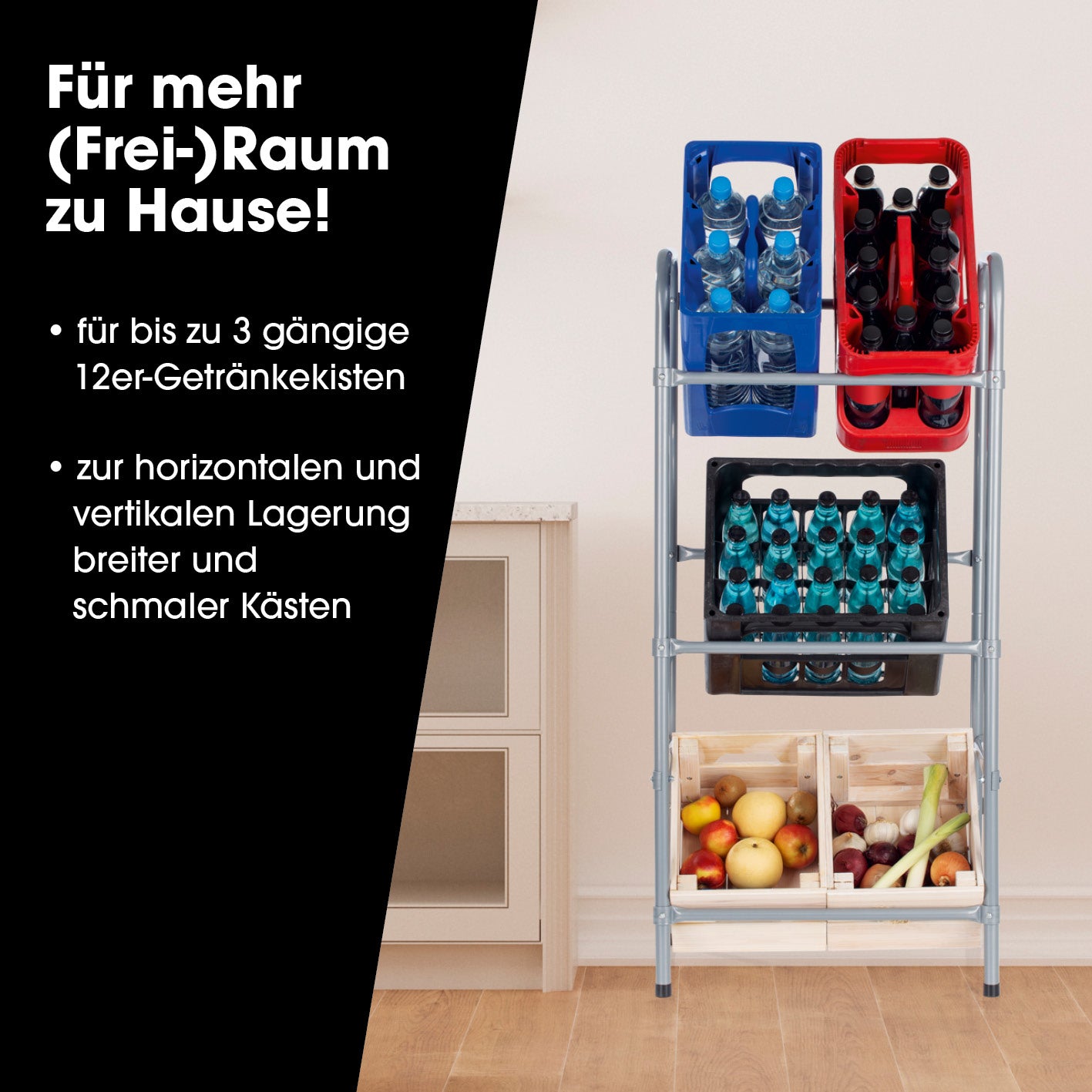 Getränkekistenregal aus Metall für 3 Kästen 2er-Set