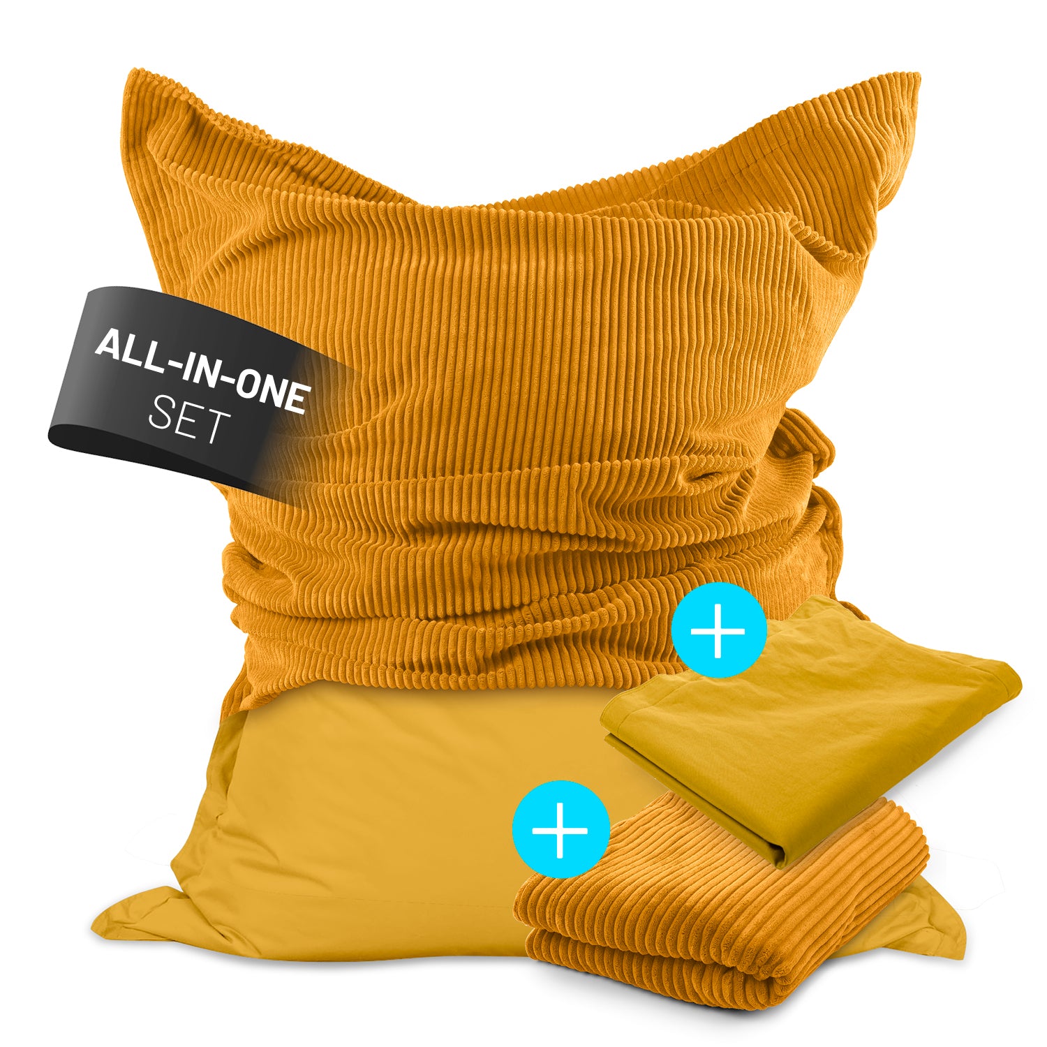 Sitzsack Classic XXL All-in-One Set - 380 L - 140 x 180 cm - Senfgelb