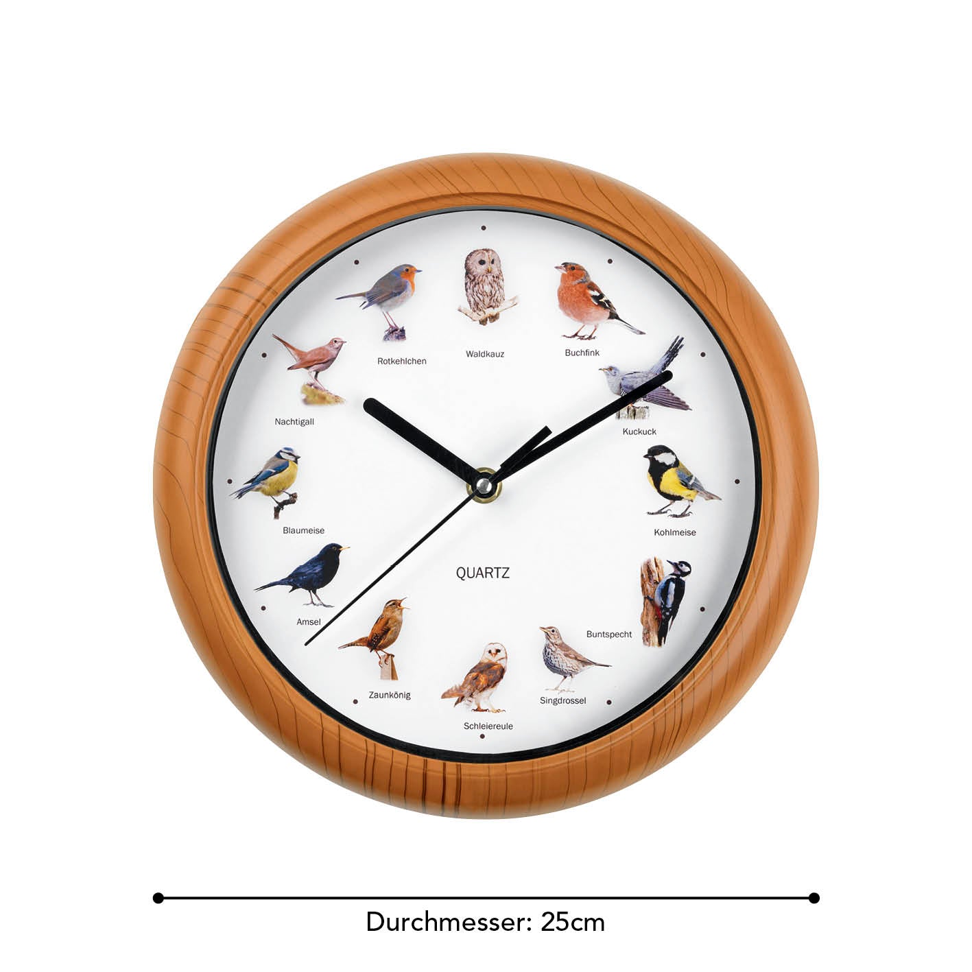 Wanduhr mit Vogelstimmen - 25cm