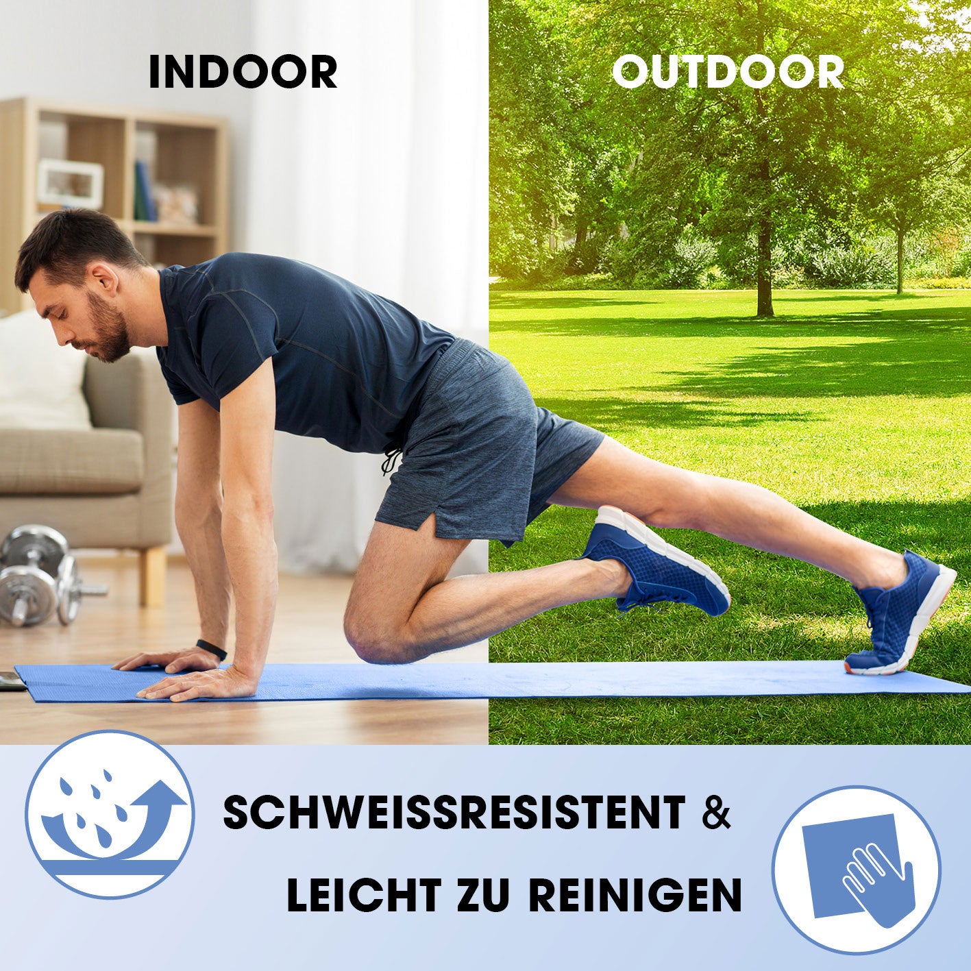 Fitness- und Gymnastikmatte - 183 x 61 x 1,5 cm - Blau