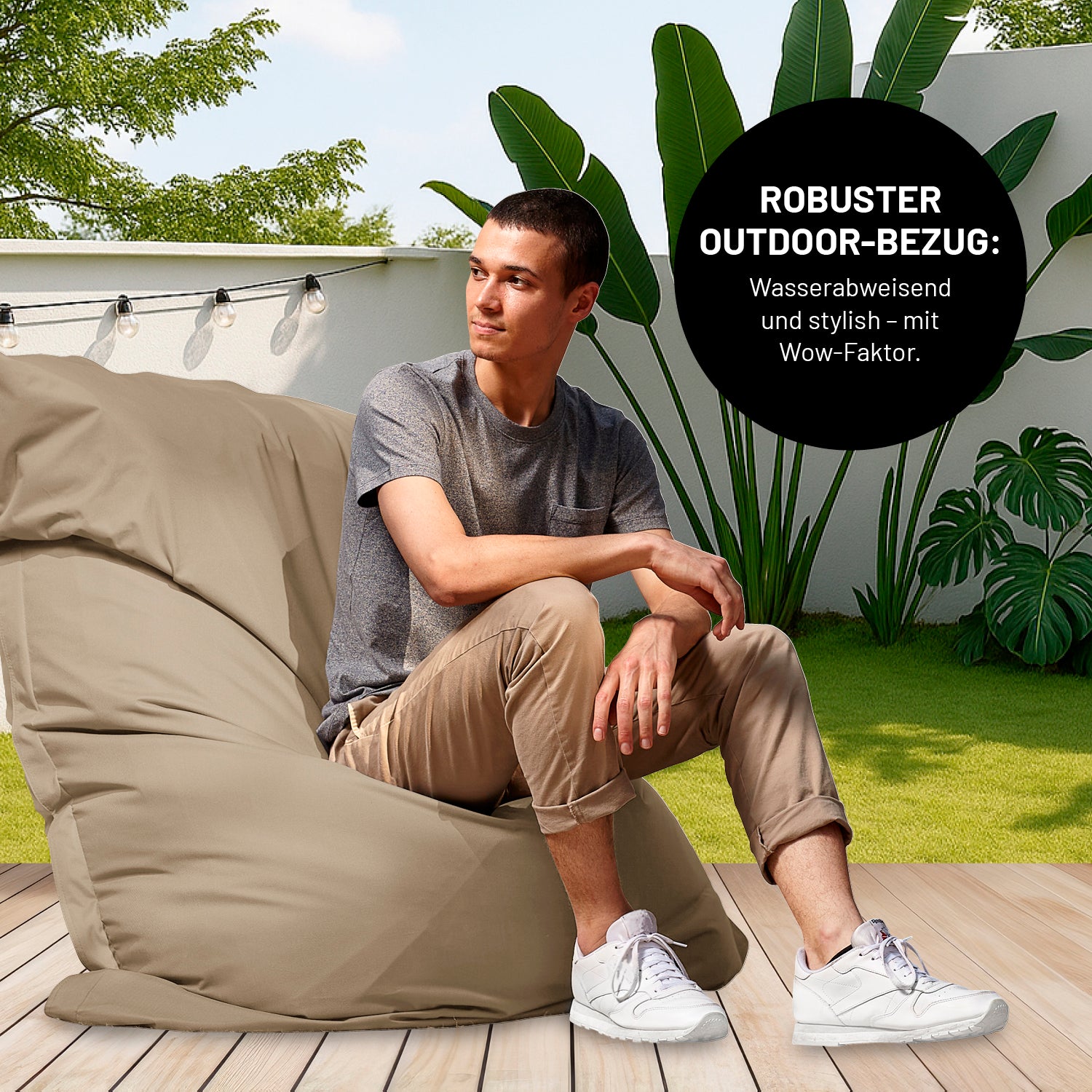 Sitzsack Classic XXL All-in-One Set - 380 L - 140 x 180 cm - Beige