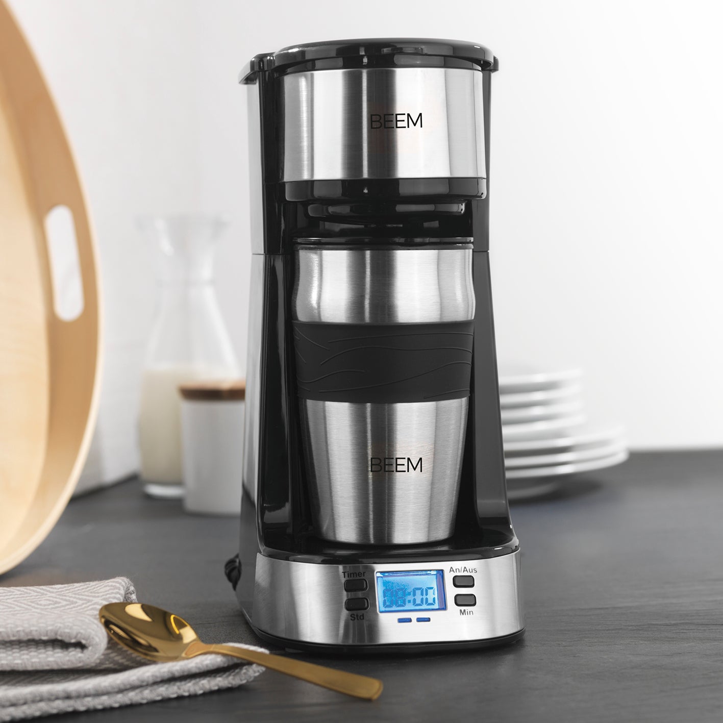 Single-Kaffeemaschine Thermo2Go - 750 Watt - Edelstahl/schwarz