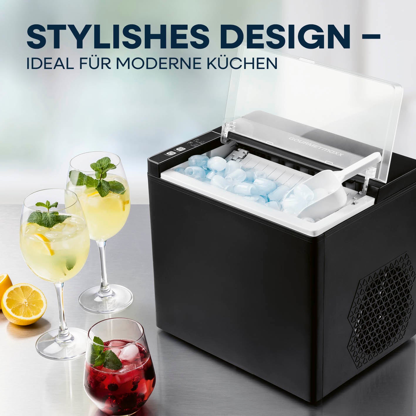 Eiswürfelmaschine inkl. Auffangbehälter & Eisschaufel
