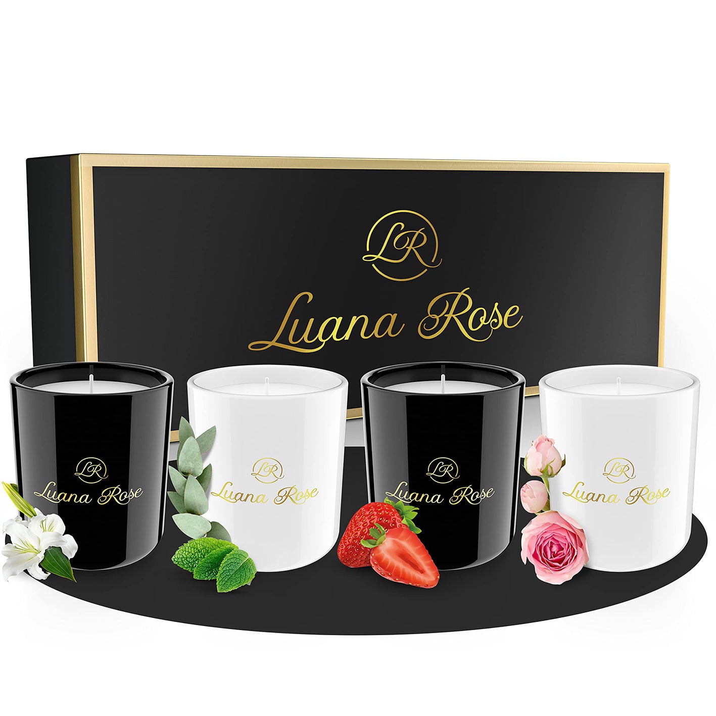 Duftkerzen Geschenkset - 4er-Set - Birne, Lilie, Eucalyptus & Erdbeere