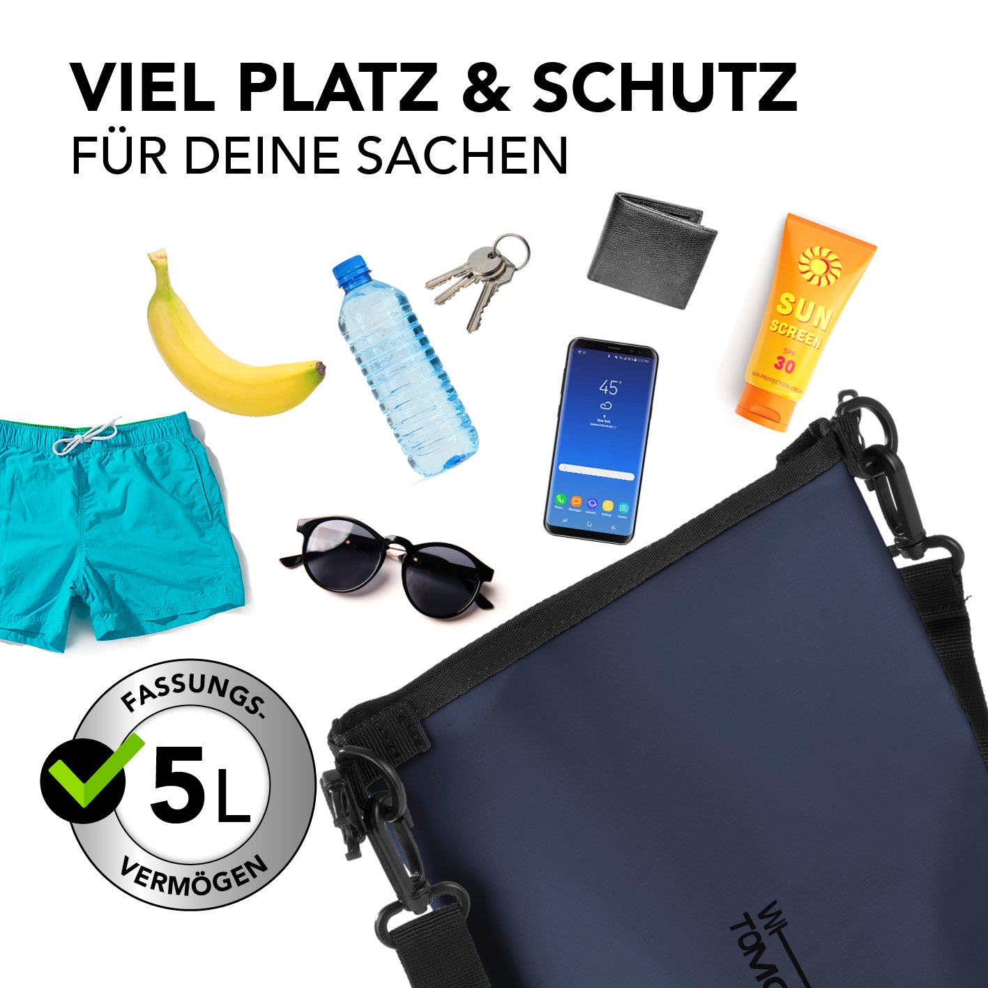 Dry Bag 5L - Style 02 - Dunkelblau