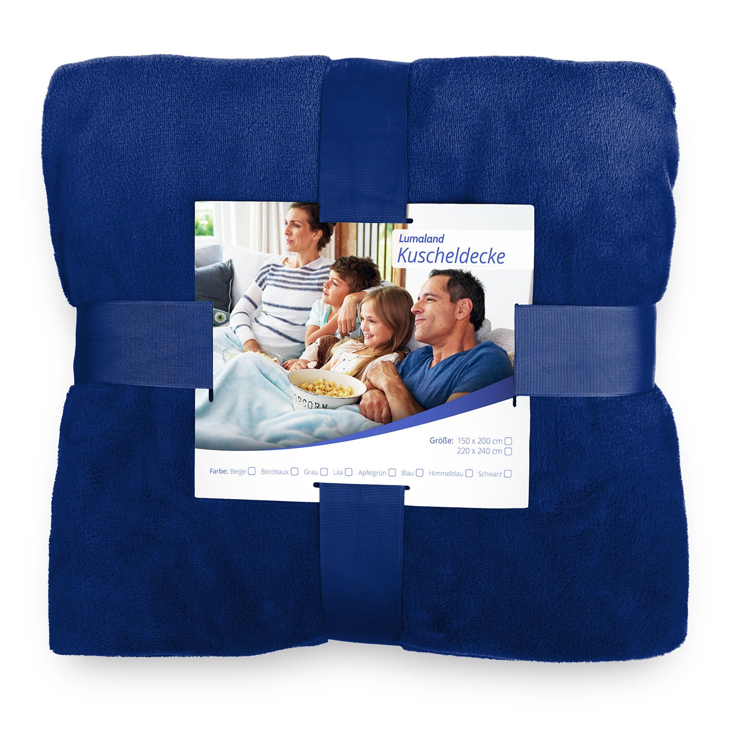 Kuscheldecke - 220x240cm - Sofadecke & Tagesdecke - Blau