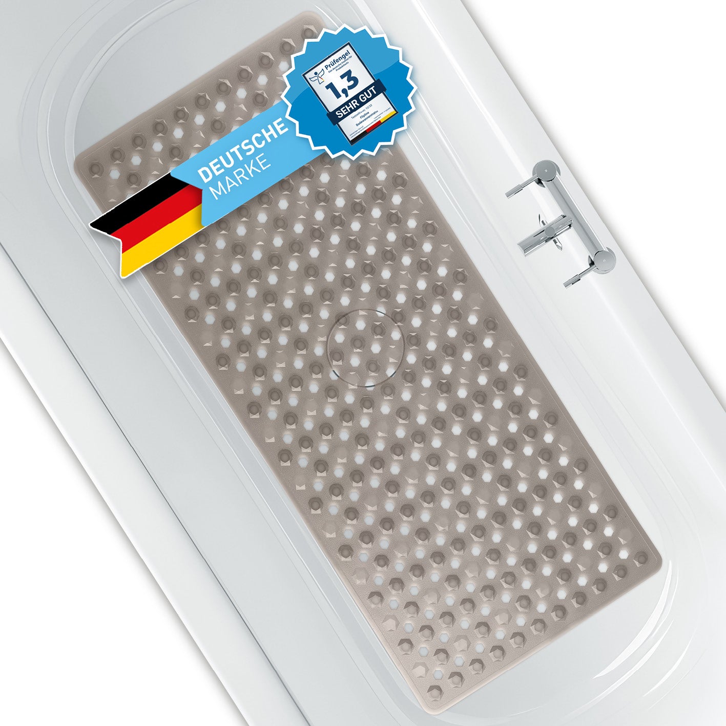 Badewannenmatte 88 x 40 cm – Hellgrau