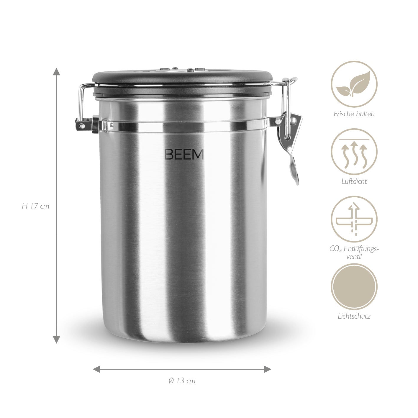 KAFFEEDOSE Vorratsdose mit Dosierlöffel - 1,9 l - 3er-Set