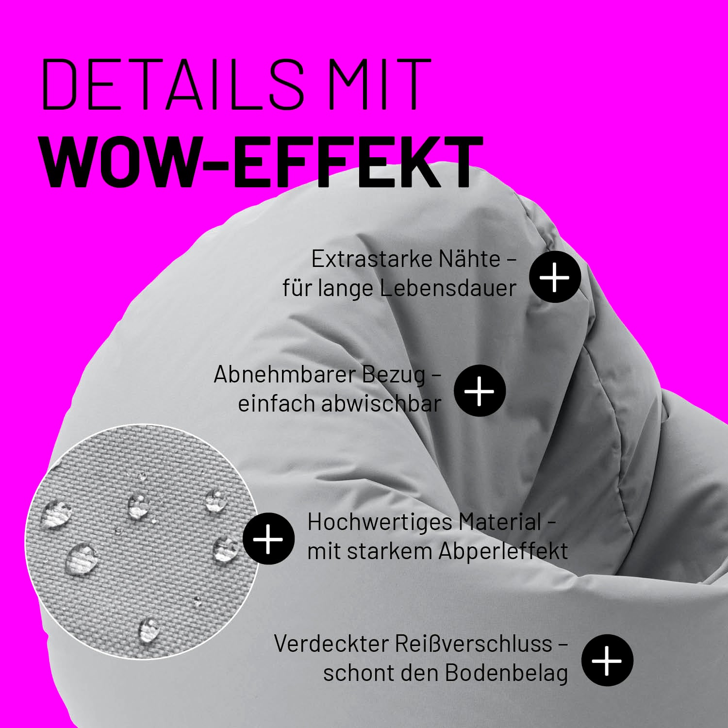 Sitzsack Drops (300 L) - indoor & outdoor - Silbergrau