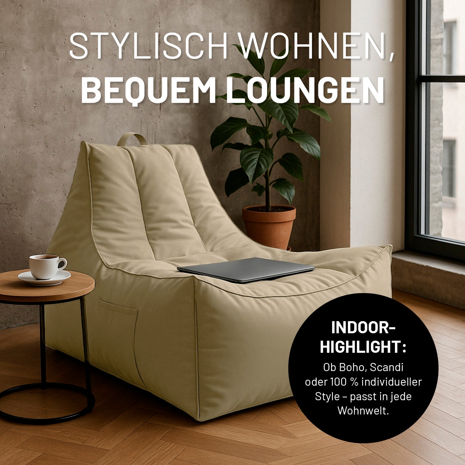 Premium Lounge-Sessel - 380 L - 100 x 100 x 80 cm - Beige
