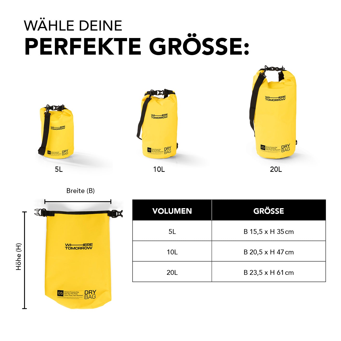 Dry Bag 20L - Style 01 - Gelb