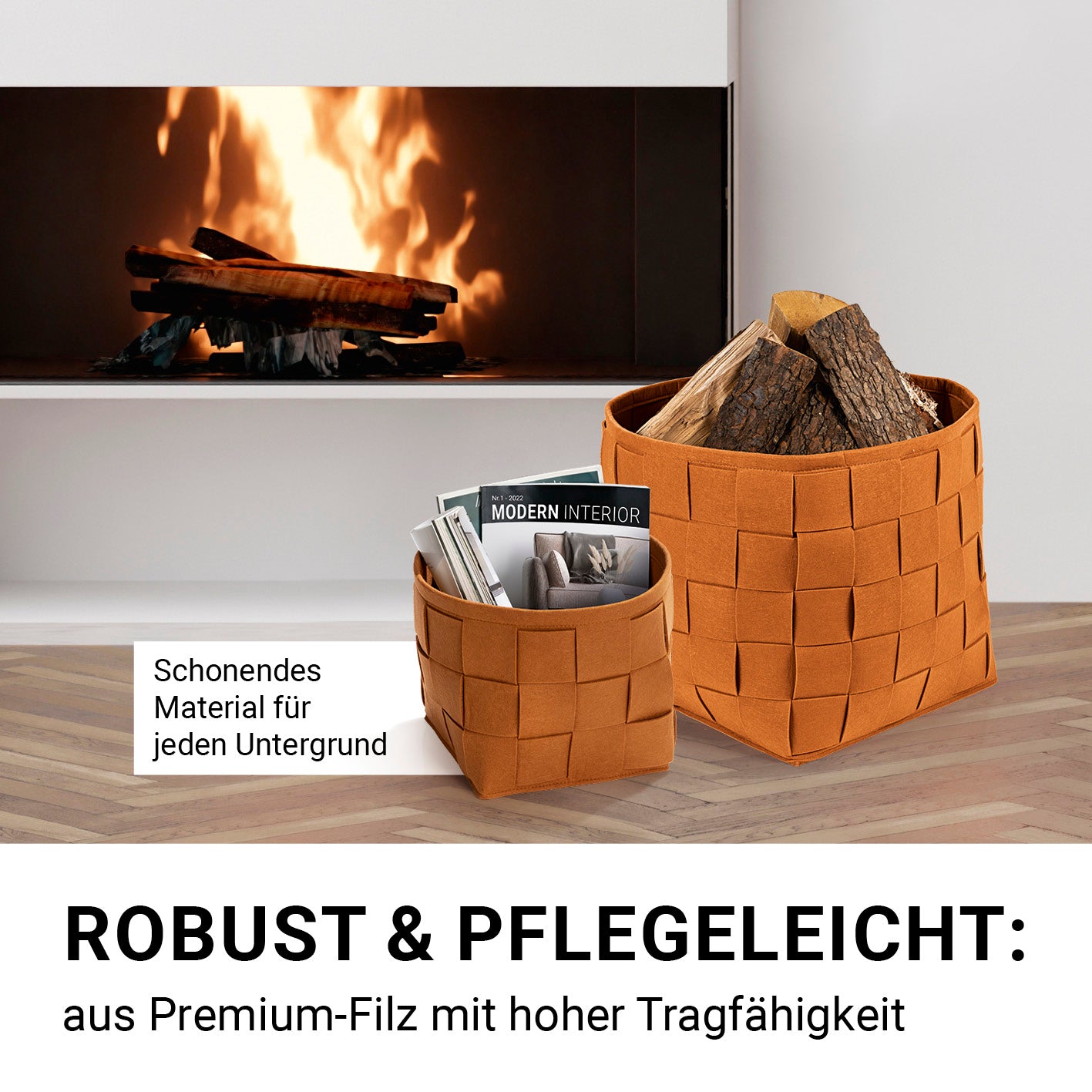 Filz-Aufbewahrungskorb L - 40 x 40 x 40 cm - Rost