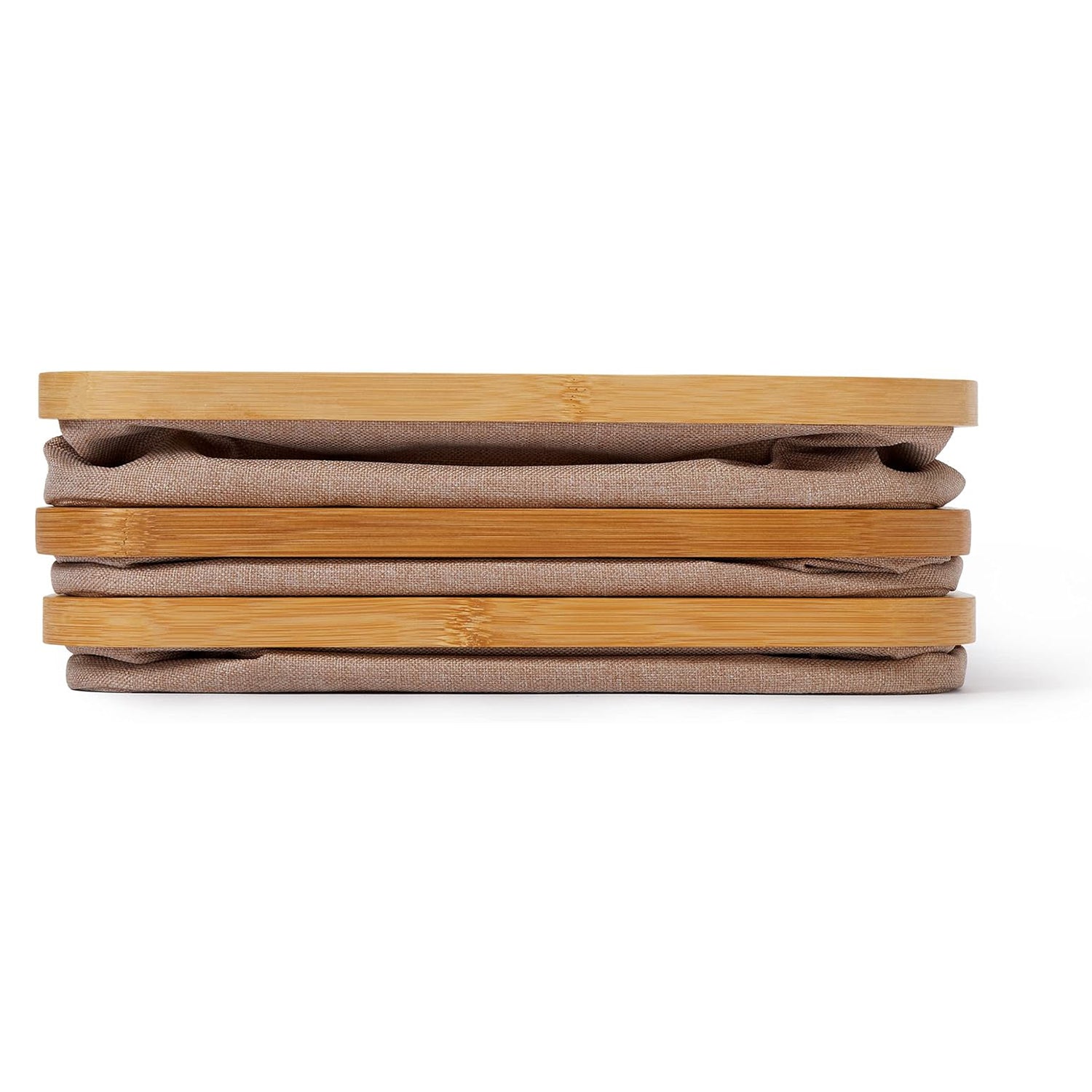 Organizer mit Bambus-Rahmen - 3er-Set - 30 x 30 x 9 cm (3/4/9 Aufteilung) - Taupe
