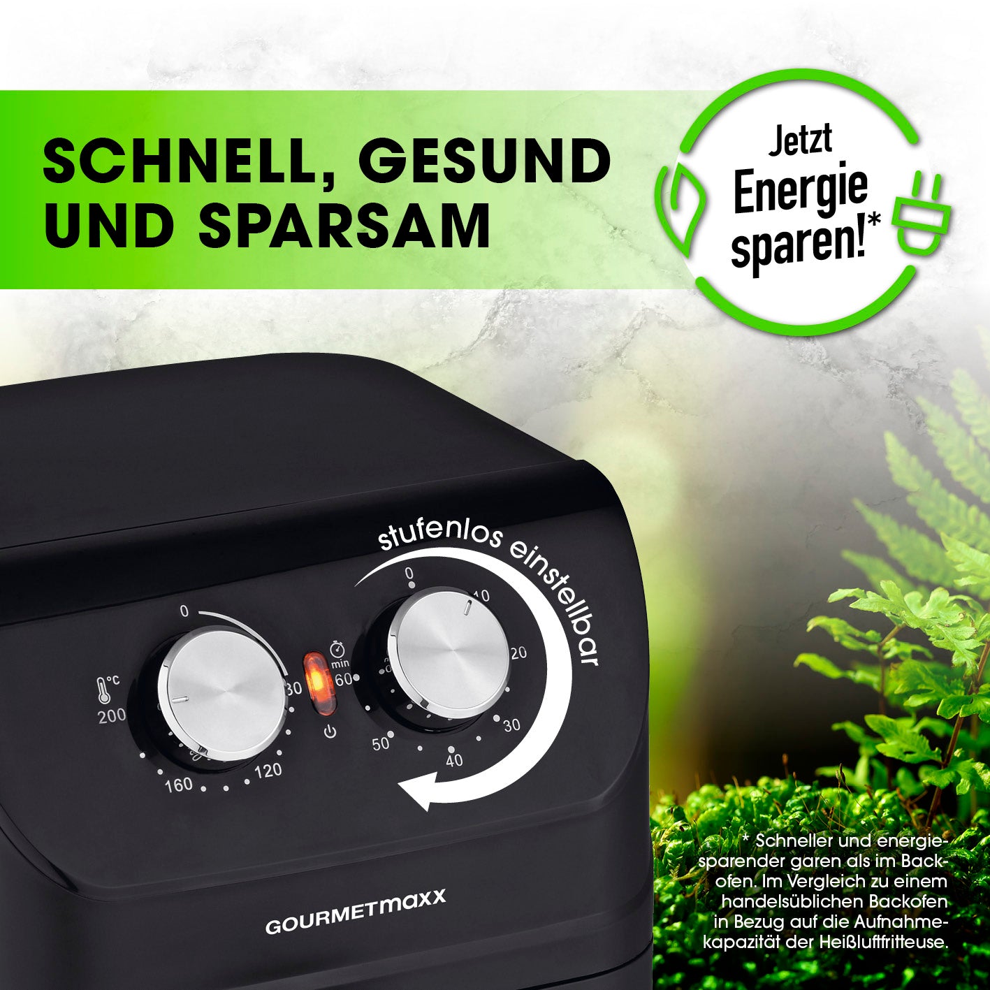 Heißluftfritteuse mit 4 Litern Fassungsvermögen - 1400 Watt