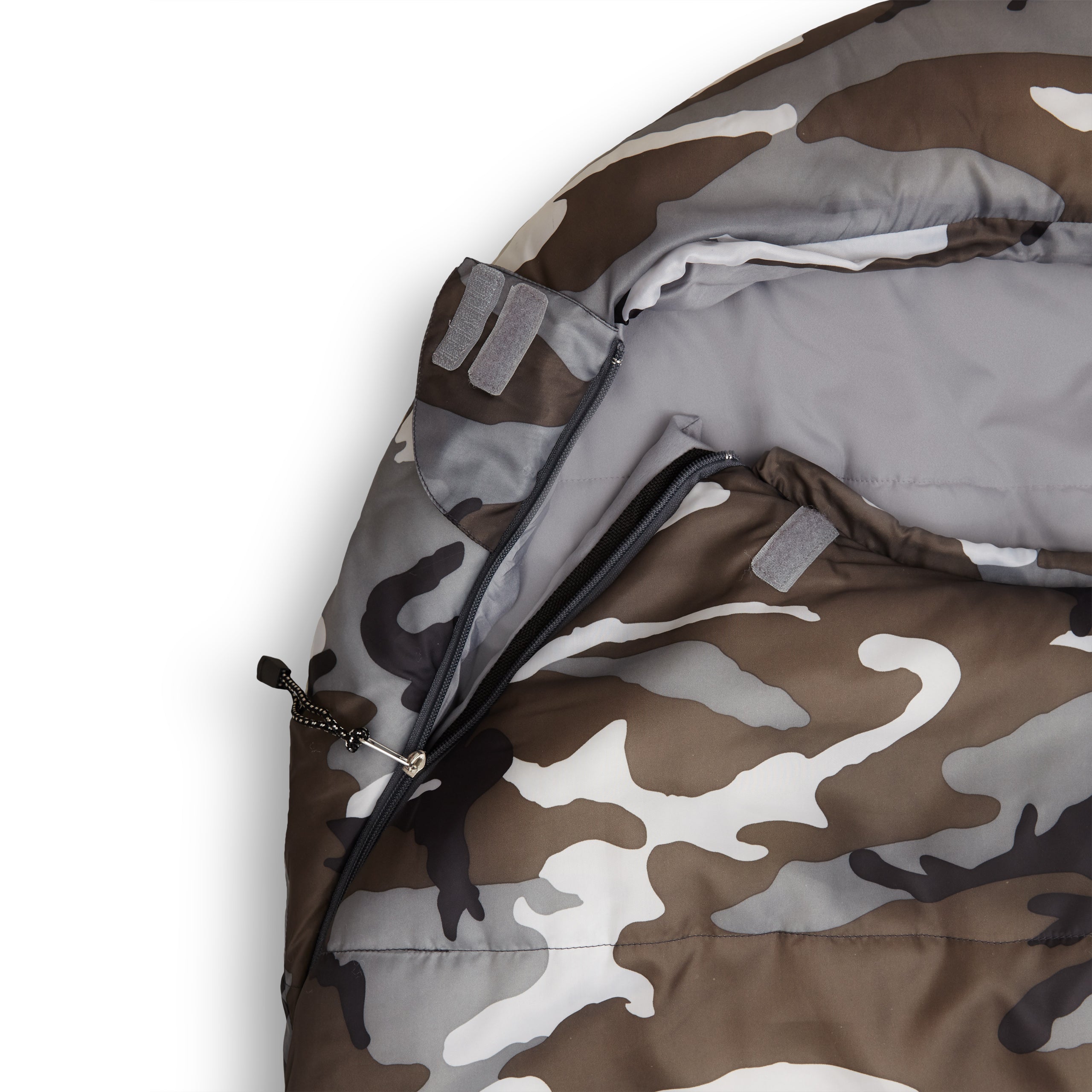 Camping Schlafsack Classic - Mumienschlafsack mit Tasche - 230 x 80 x 55 cm - Camouflage Grau