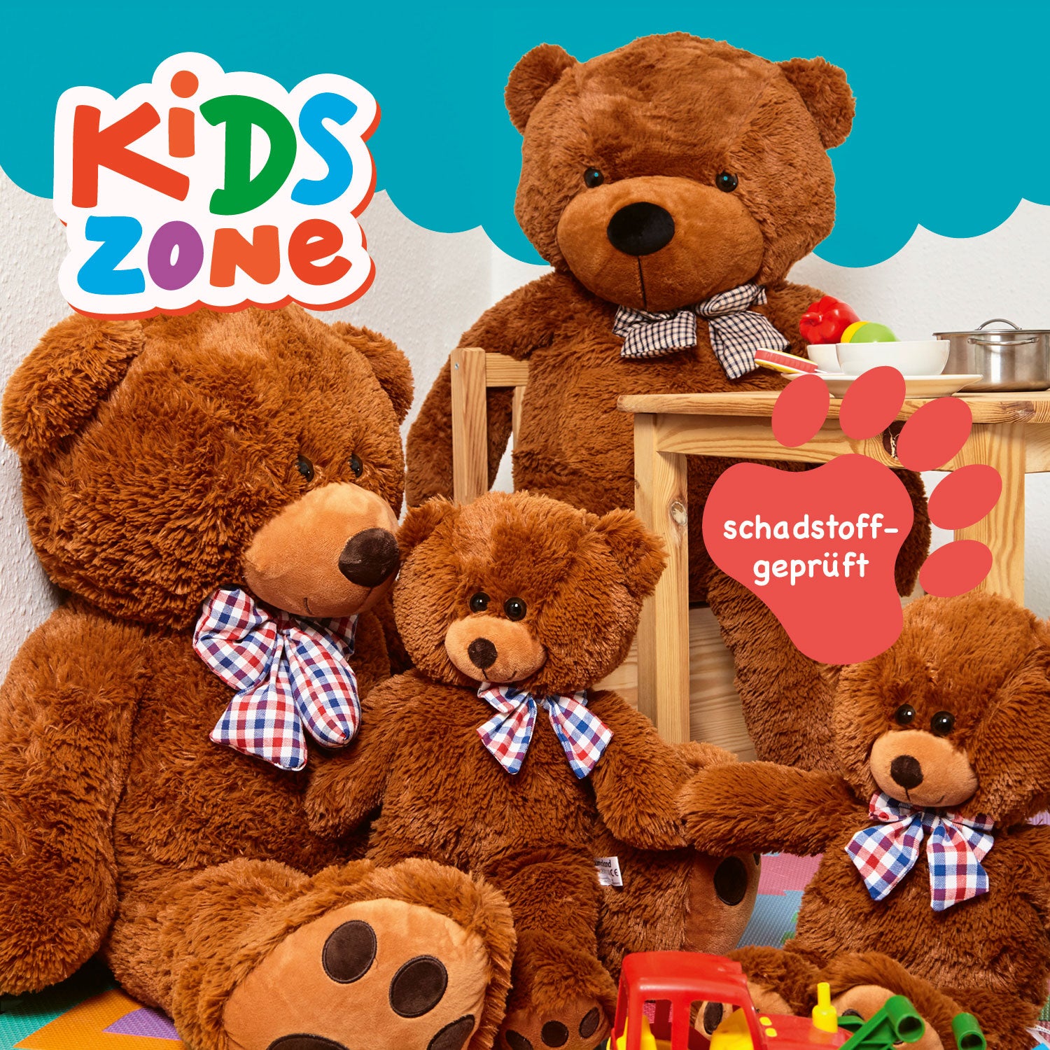 XXL-Teddy mit Knopfaugen - 120 cm - Braun