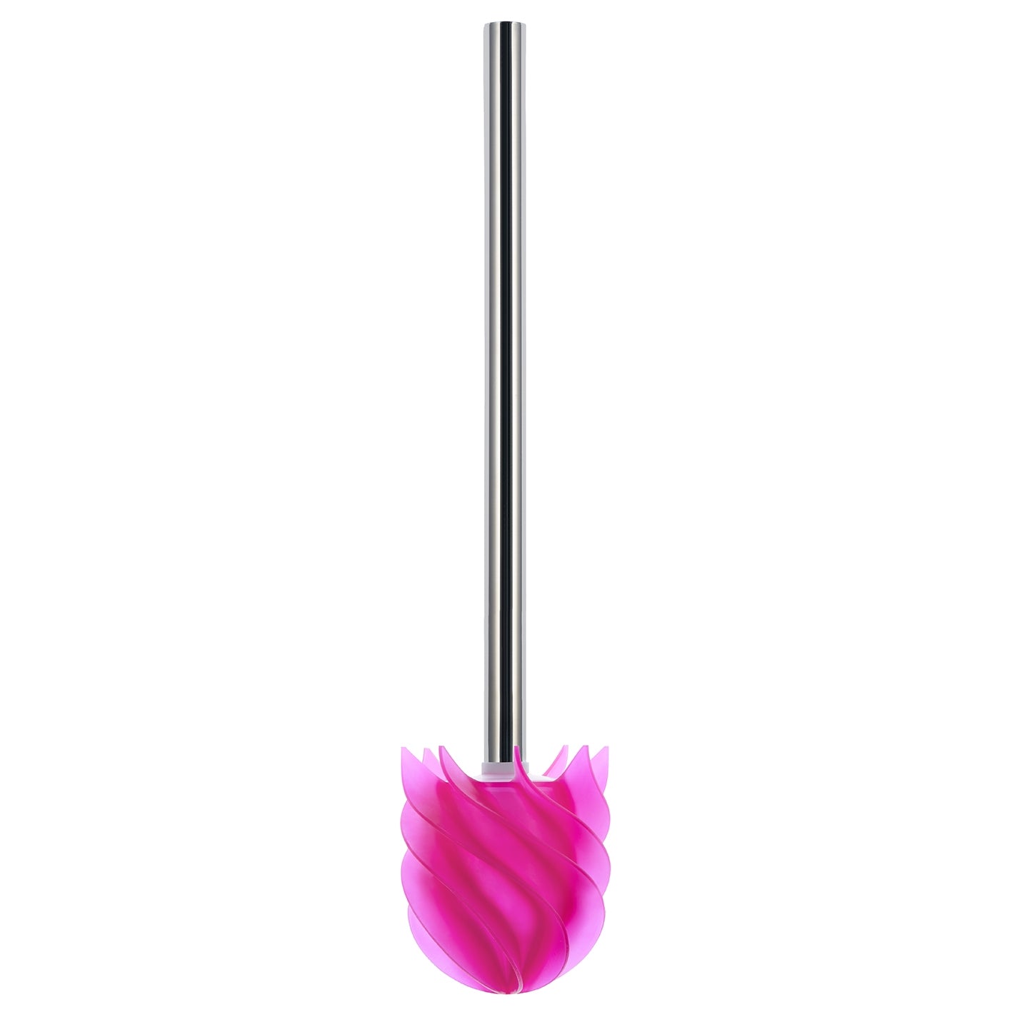 WC-Bürste Silikonkopf Edelstahl/pink mit Bürstenhalter - 2er-Set