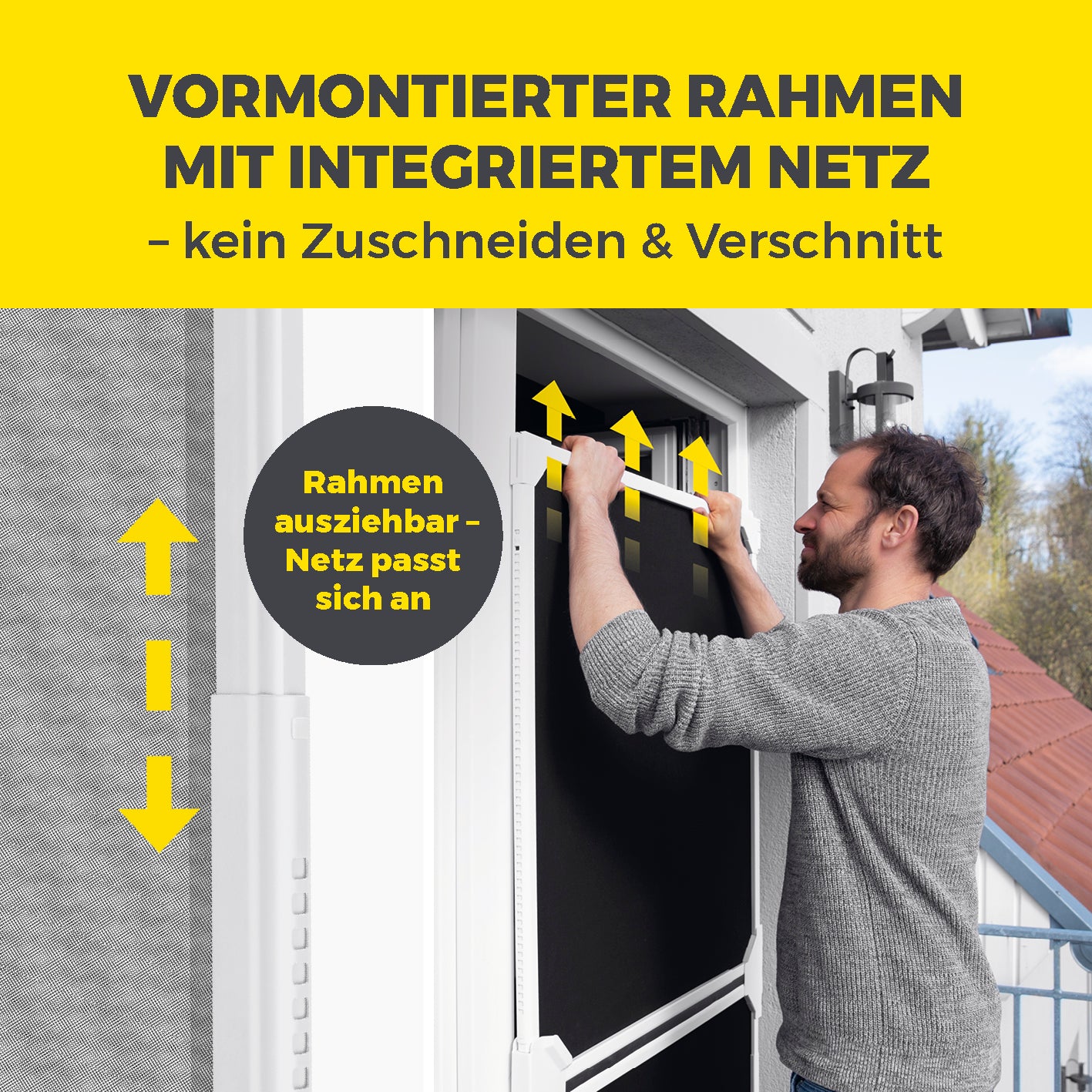 Teleskop-Insektenschutzgitter Schwingtür - Weiß