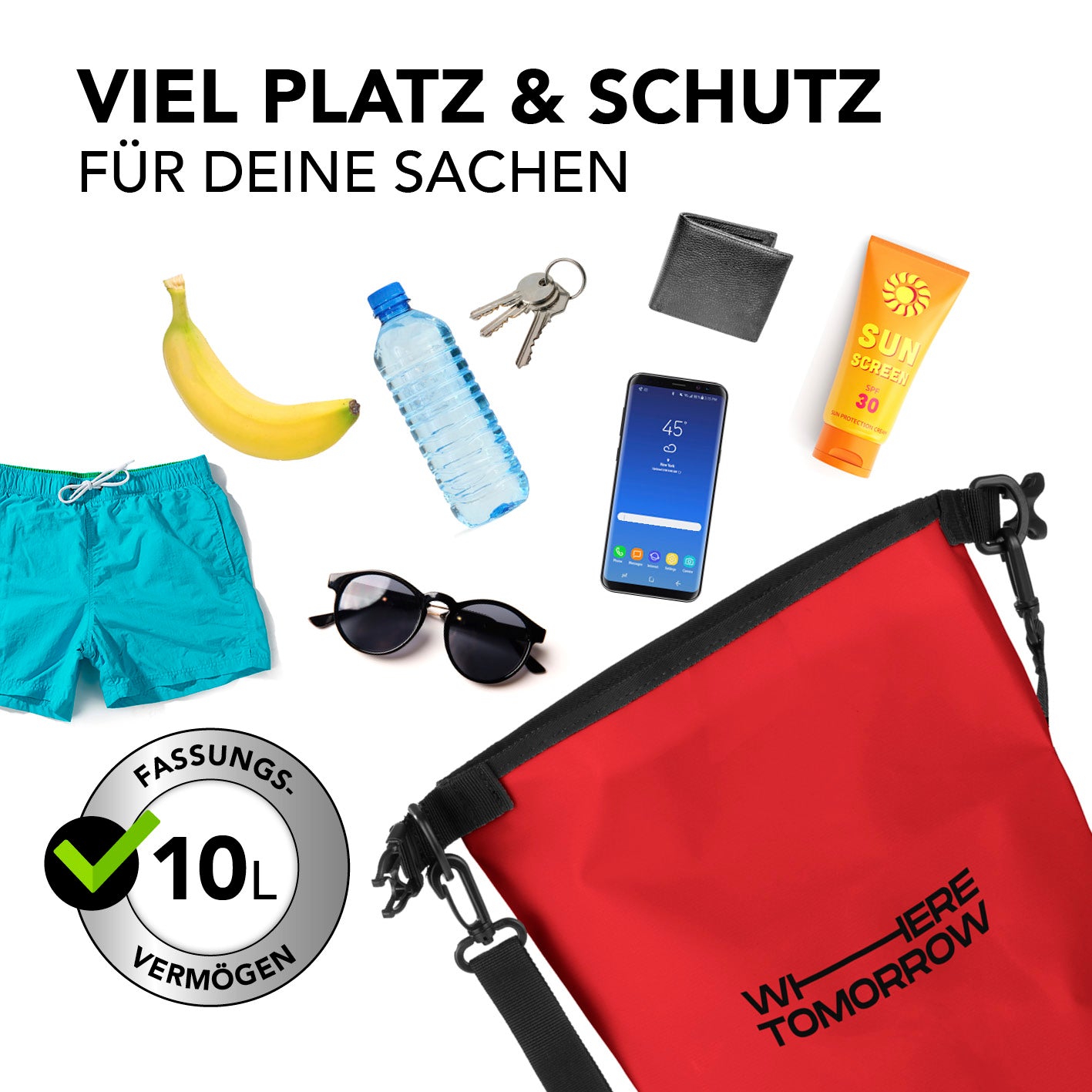 Dry Bag 10L - Style 01 - Rot