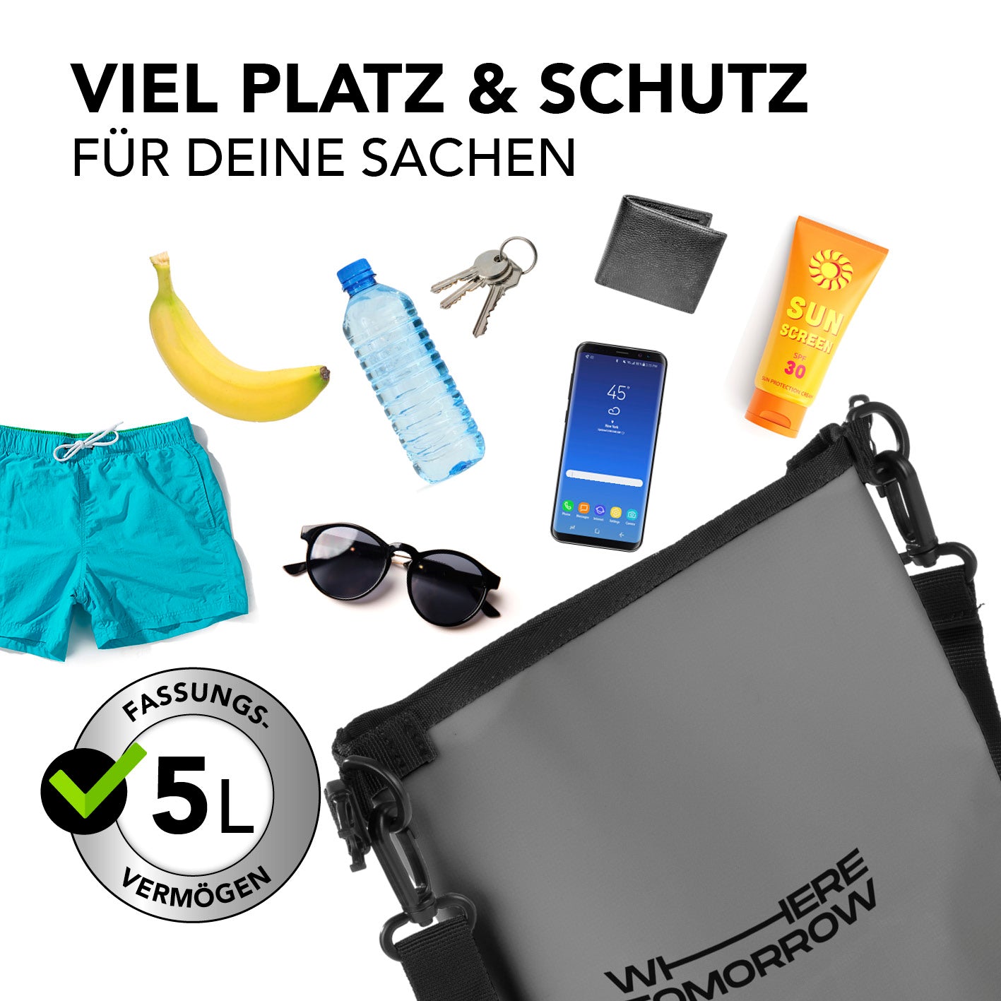 Dry Bag 5L - Style 01 - Grau