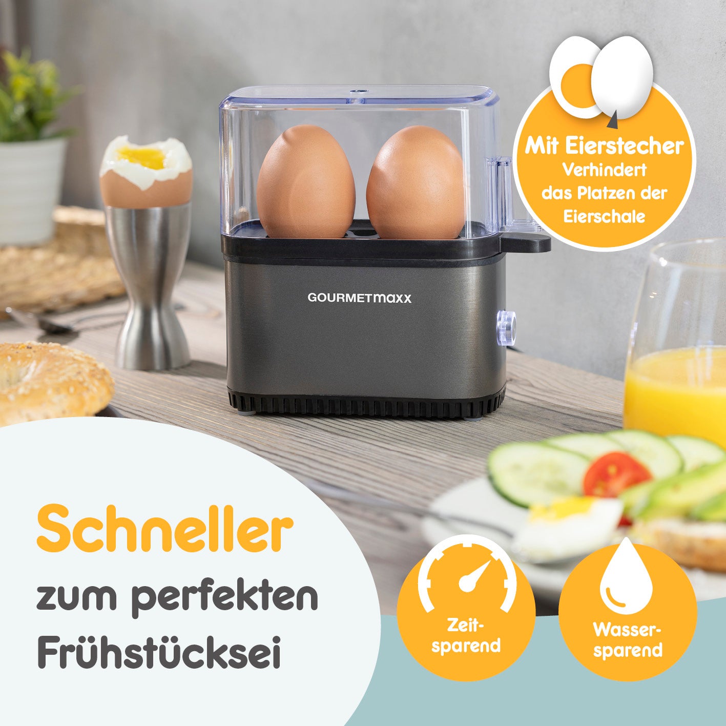 Design-Eierkocher 2 Eier - Anthrazit