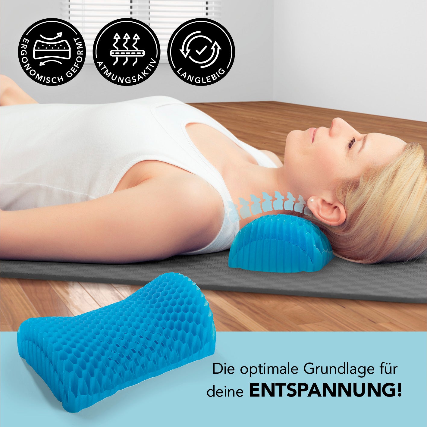 Entspannungskissen mit Wabenstruktur - 27 x 8,5 cm - schwarz