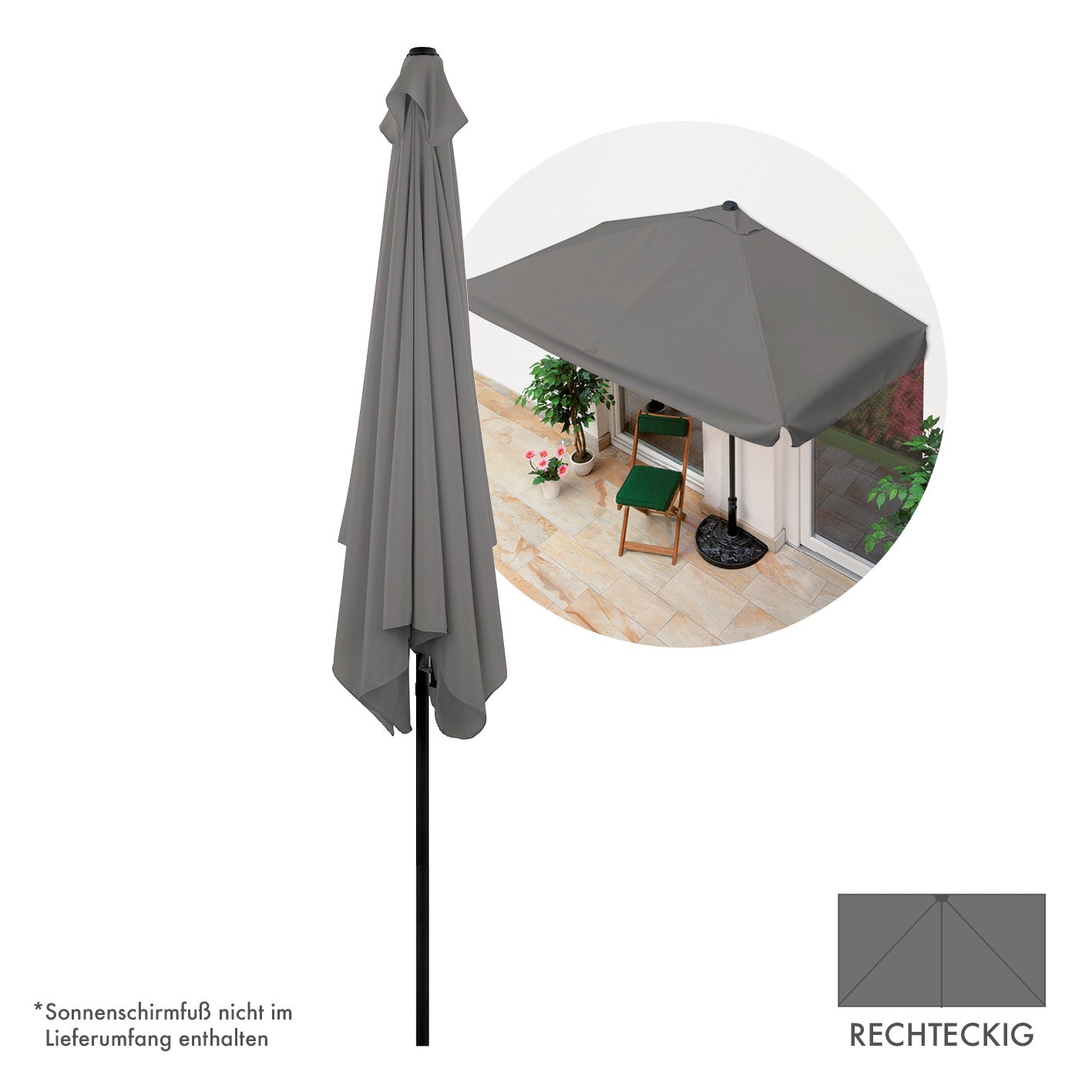 EASYmaxx Sonnenschirm - rechteckig, grau