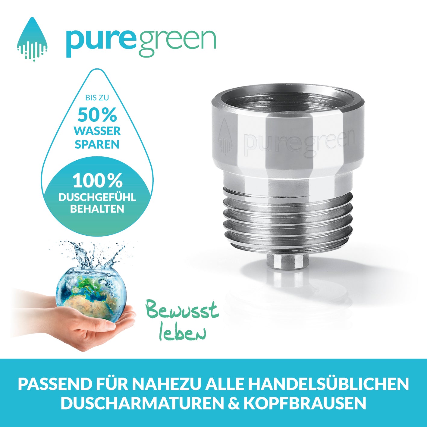 Wassersparer für die Dusche - Spart bis zu 50 % Wasser - chromfarben