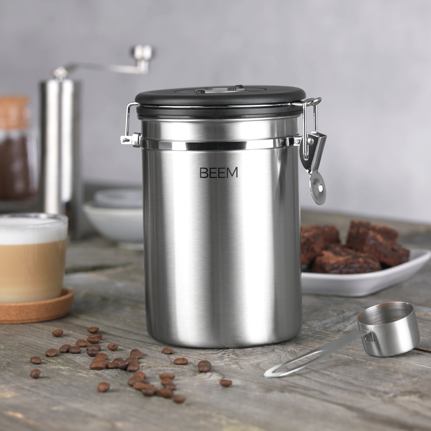 KAFFEEDOSE Vorratsdose mit Dosierlöffel - 1,9 l - 3er-Set