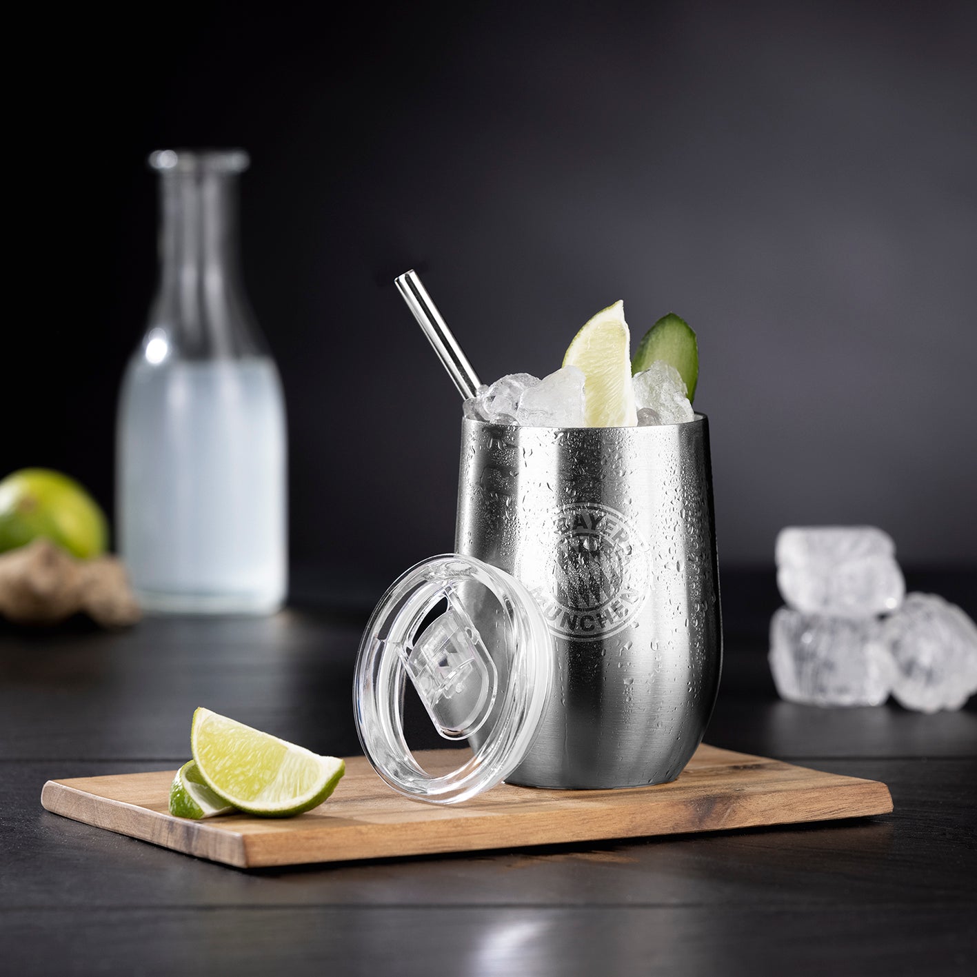 Edelstahl-Getränkebecher inkl. Trinkhalm - 350 ml - 4er-Set