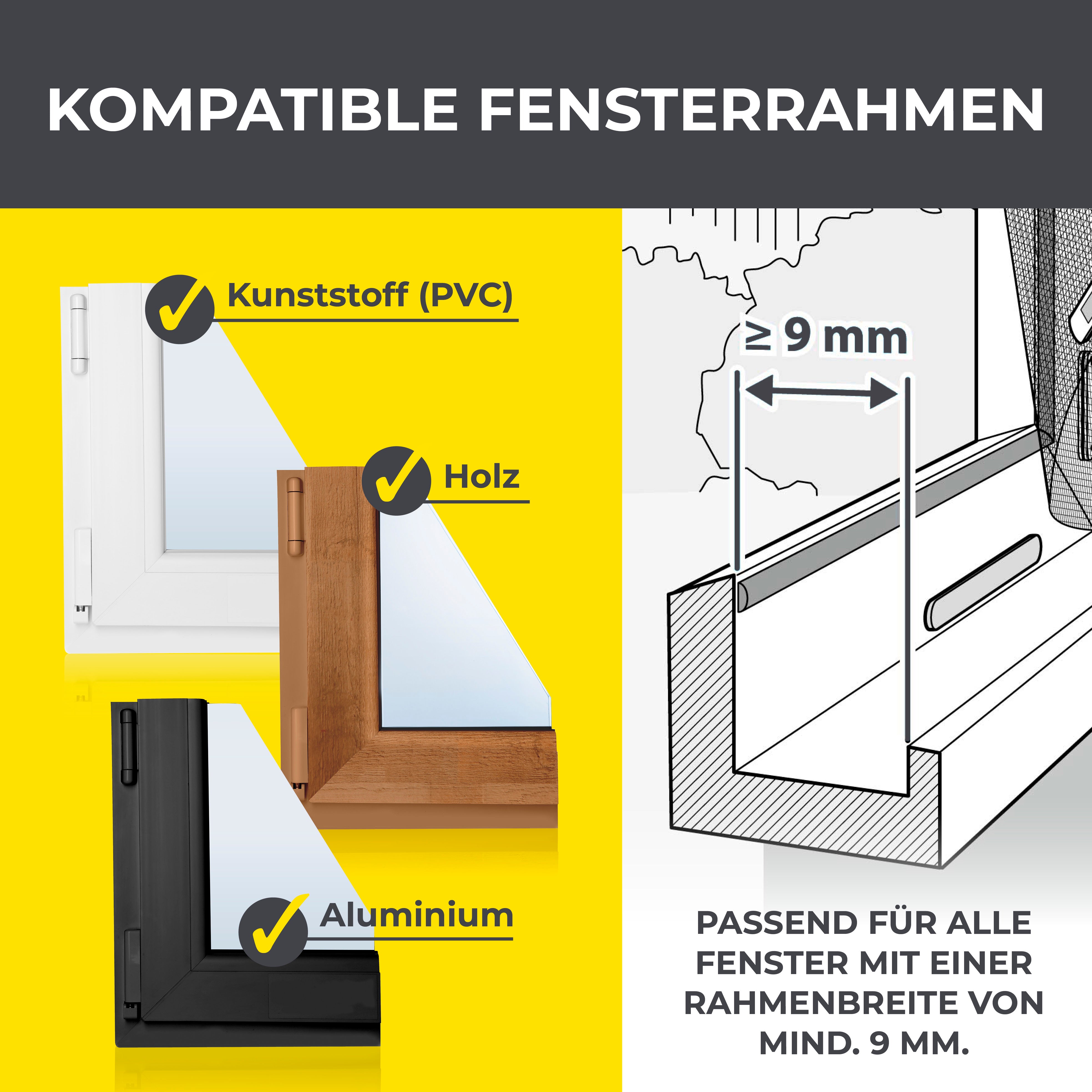 Moskitonetz für Fenster mit selbstklebendem Klettband - 110 x 130 cm - Weiß