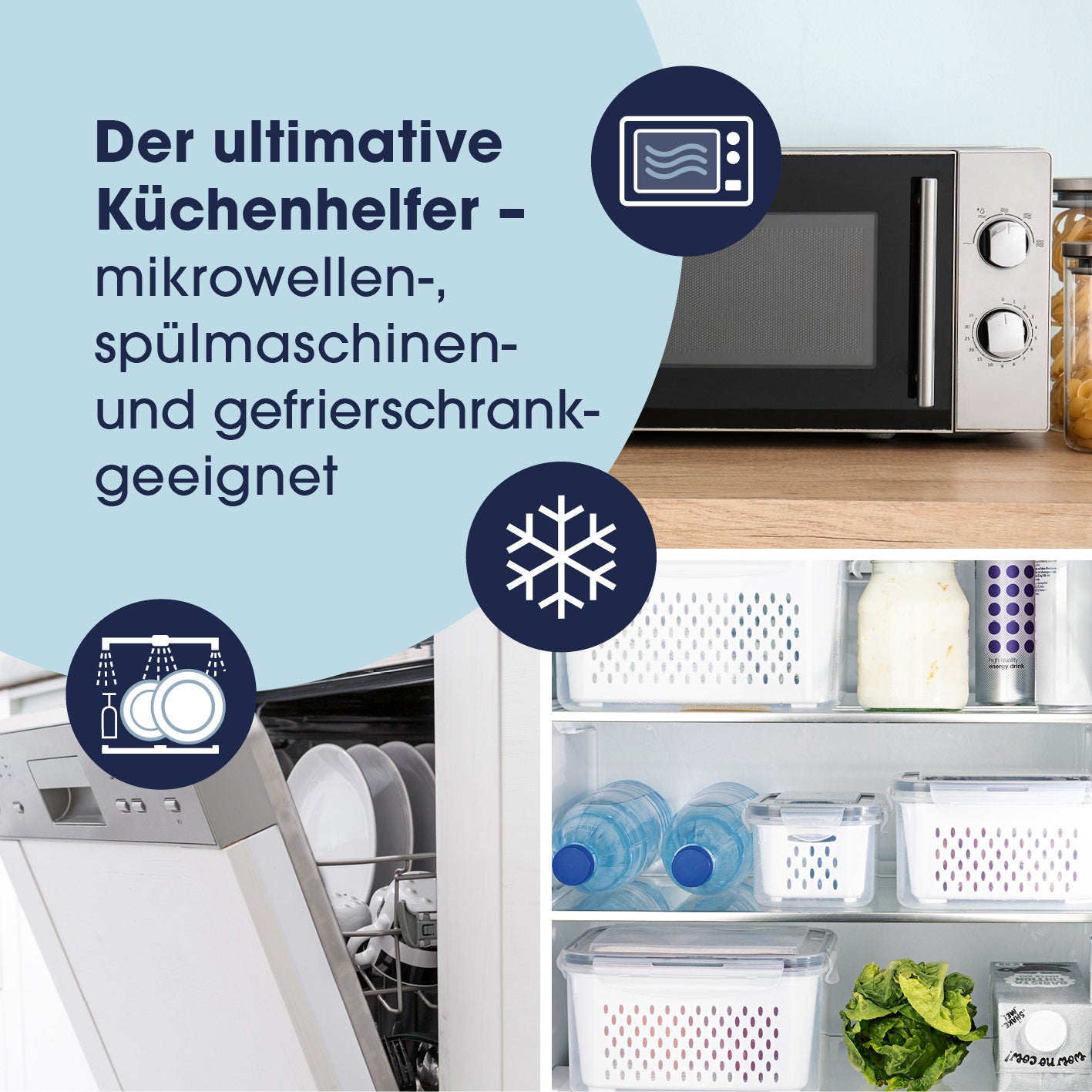 Frischhaltedosen für Kühlschrank mit Abtropfsieb
